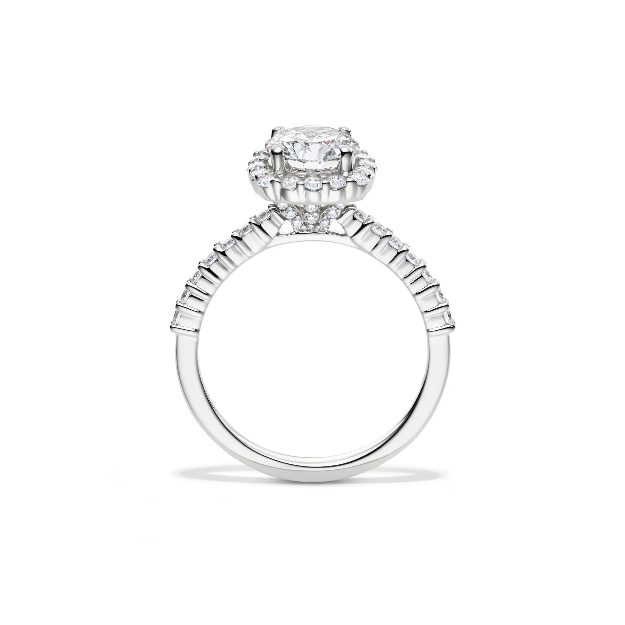 1 3/4 CT. Tw. Lab Grown Diamond Cushion Halo Engagement Ring 14K White Gold Round Brilliant Cut Size 8 1mm - Image 2