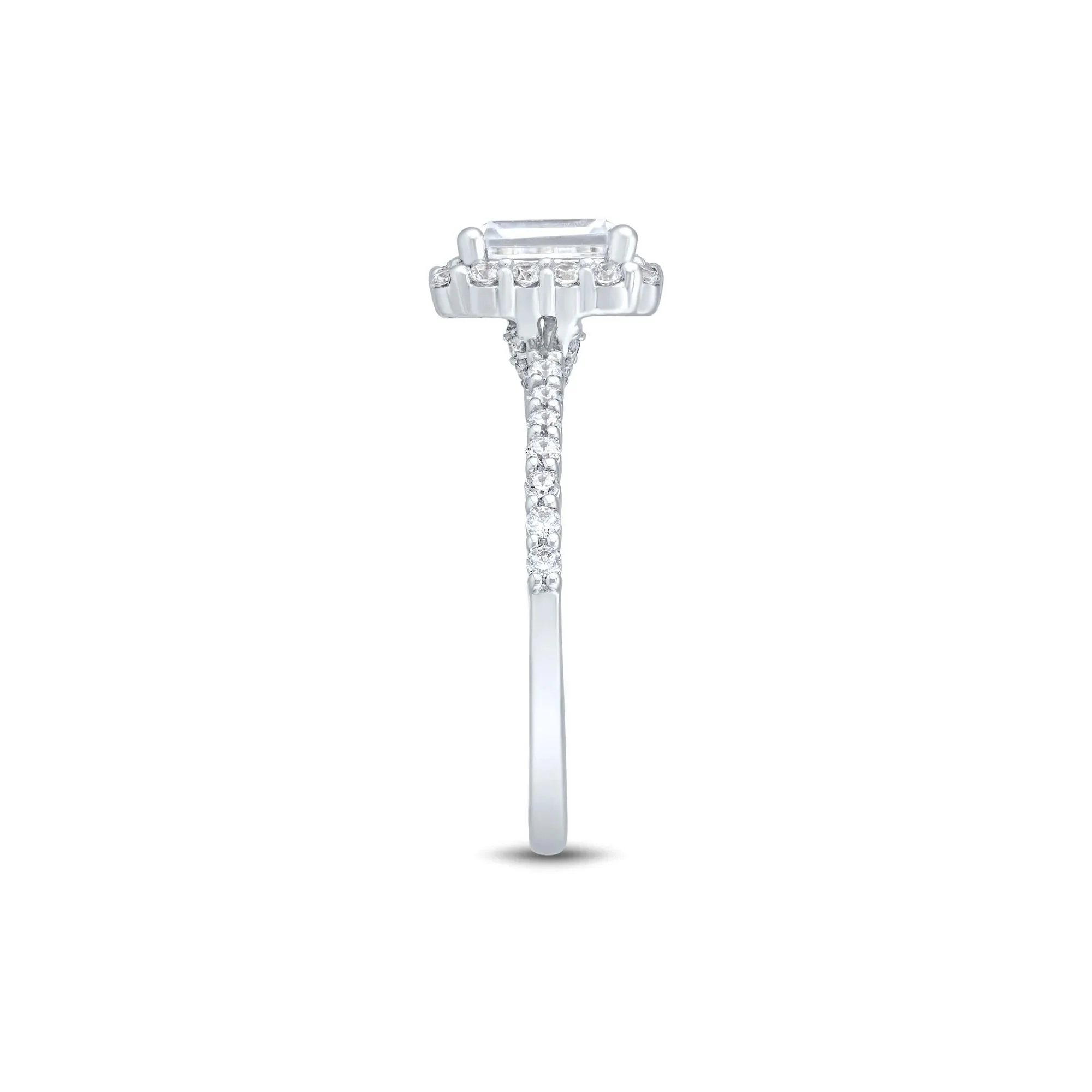 1 3/4 CT. Tw. Lab Grown Diamond Emerald-Cut Engagement Ring 14K White Gold Round Brilliant Cut Size 6 1mm - Image 3
