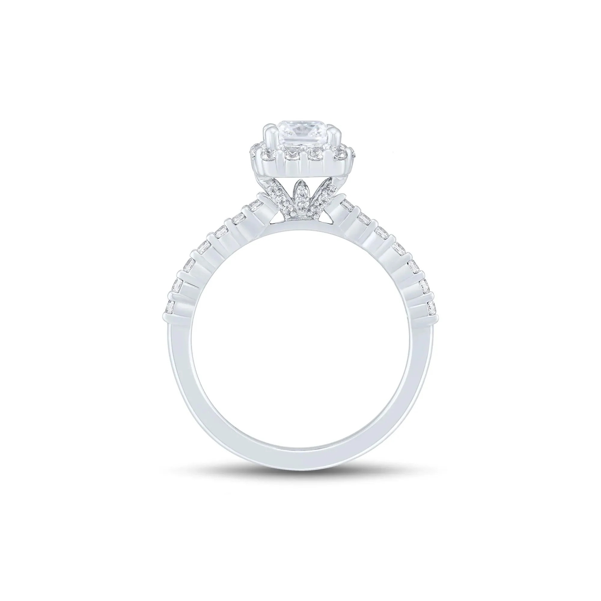1 3/4 CT. Tw. Lab Grown Diamond Emerald-Cut Engagement Ring 14K White Gold Round Brilliant Cut Size 7 1mm - Image 2