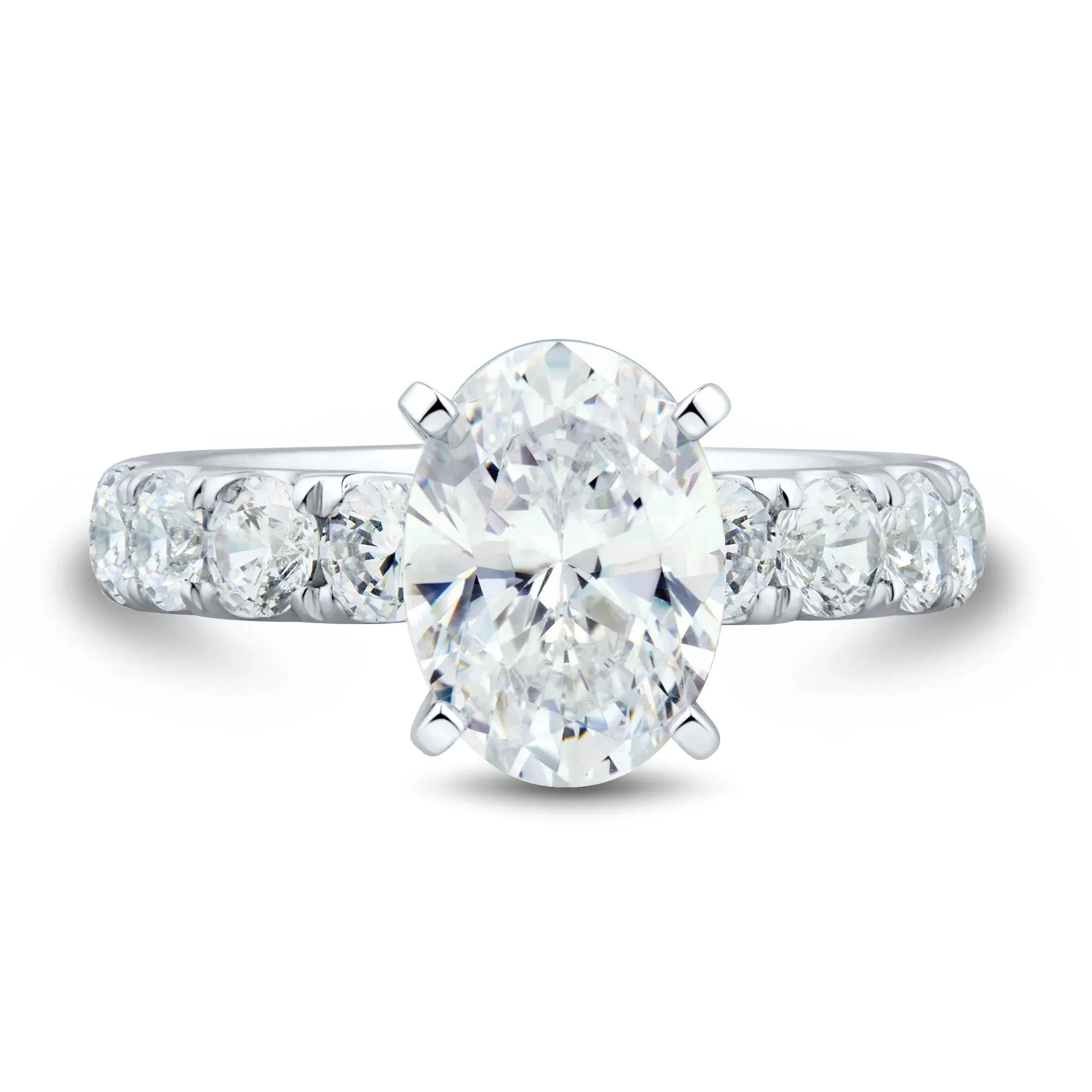 4 1/2 CT. Tw. Lab Grown Diamond Oval-Shaped Engagement Ring 14K White Gold Round Brilliant Cut Size 6.5 2mm - Image 3