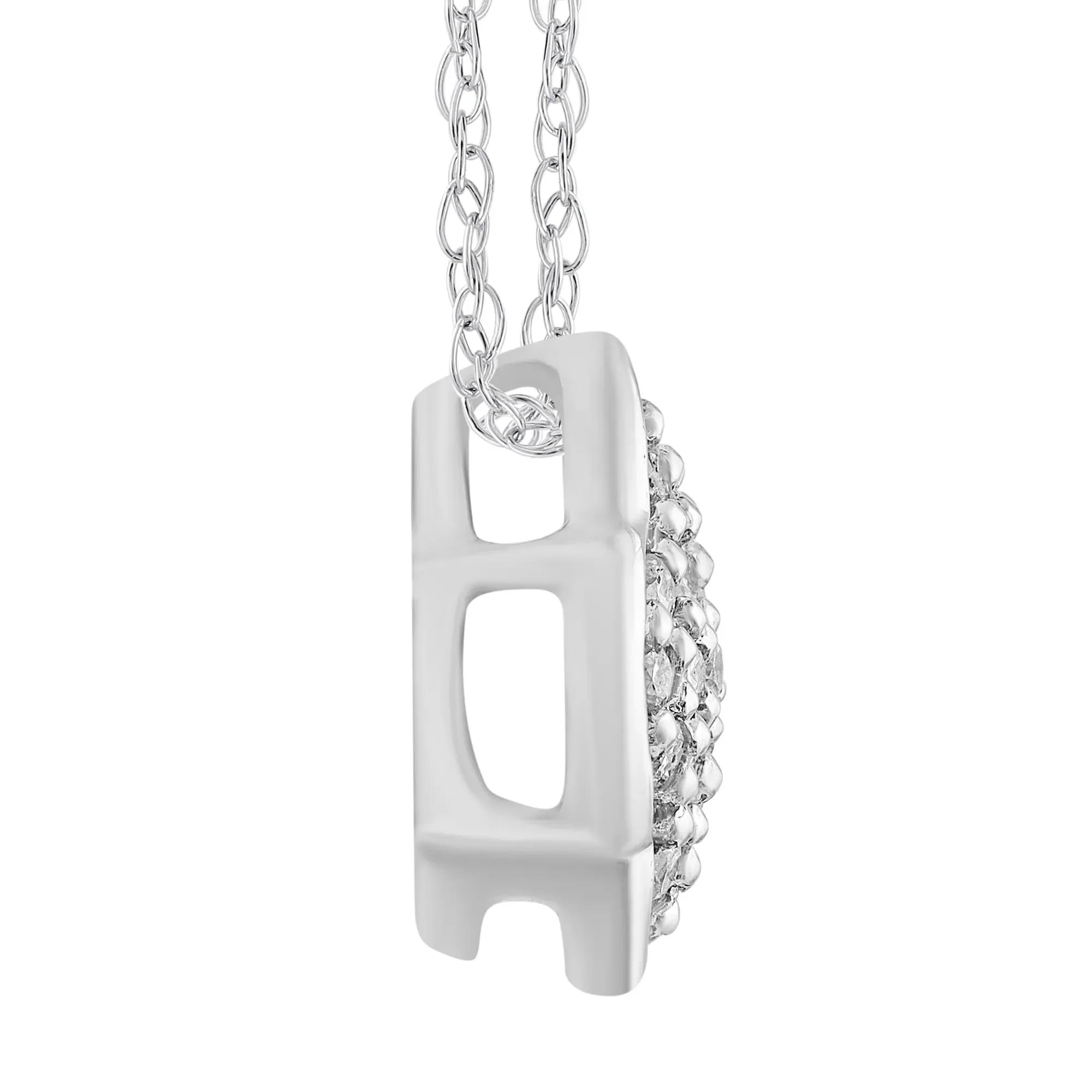 Diamond Accent Clover Pendant Necklace 14K White Gold Size 18" - Image 2