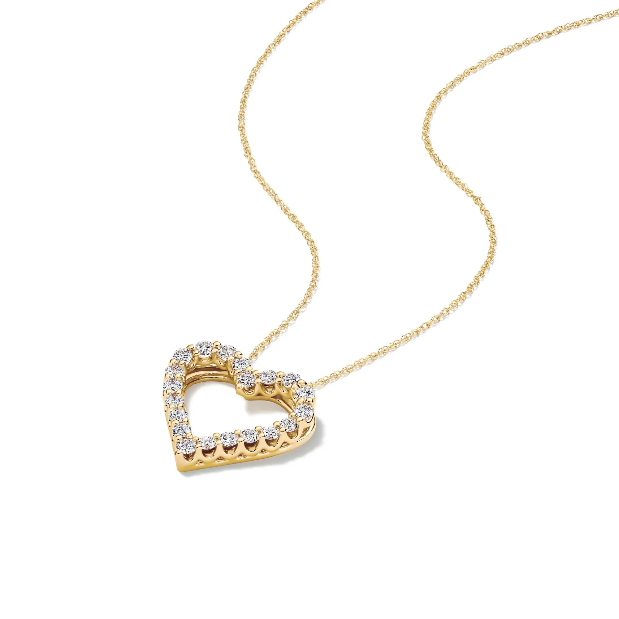 3/4 CT. Tw) Lab Grown Diamond Heart Pendant Necklace 14K Yellow Gold ( Size 18" - Image 4