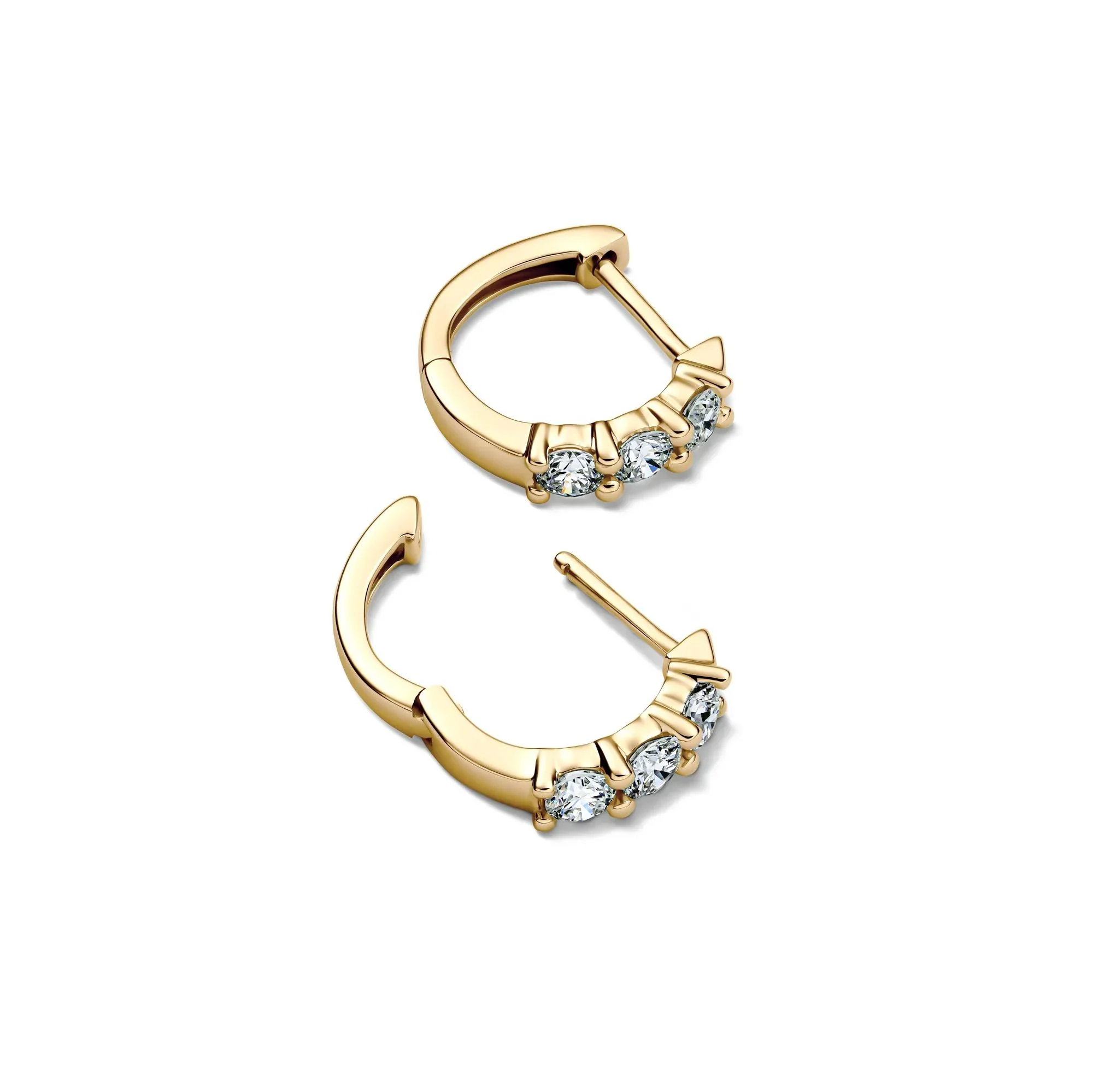 1/2 CT. Tw. Lab Grown Diamond Huggie Hoop Earrings 14K Yellow Gold Size 11.00mm - Image 2