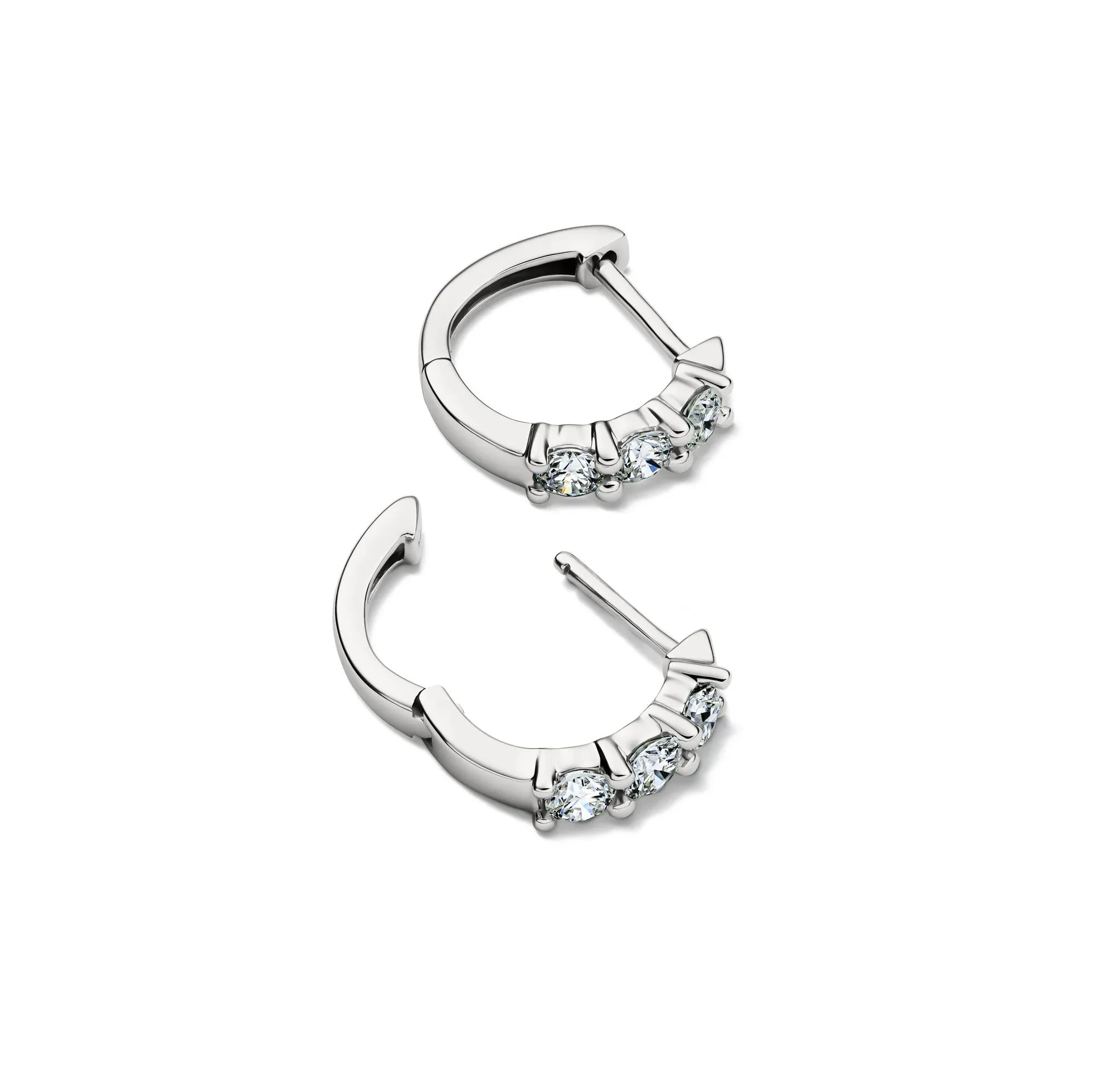 1/2 CT. Tw. Lab Grown Diamond Huggie Hoop Earrings 14K White Gold Size 11.00mm - Image 2