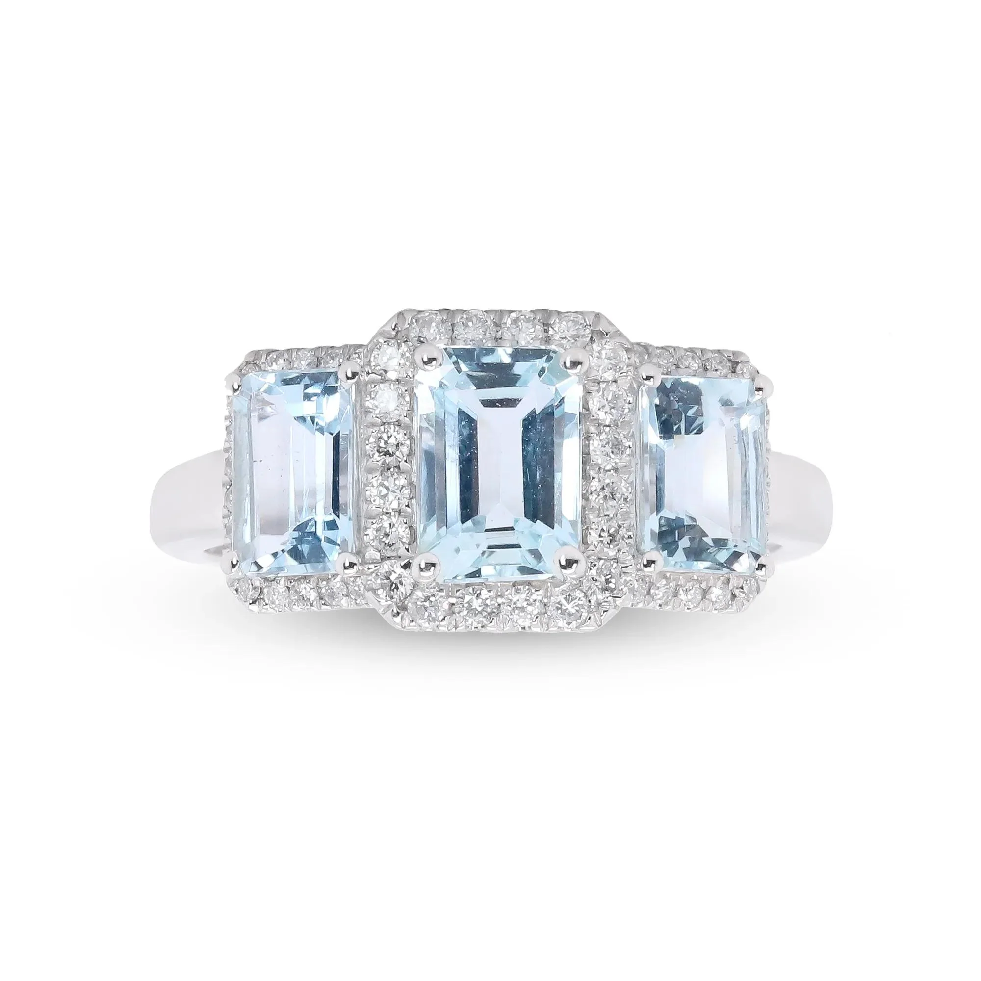 1/4 CT. Tw. Aquamarine and Diamond Ring 10K White Gold Size 6