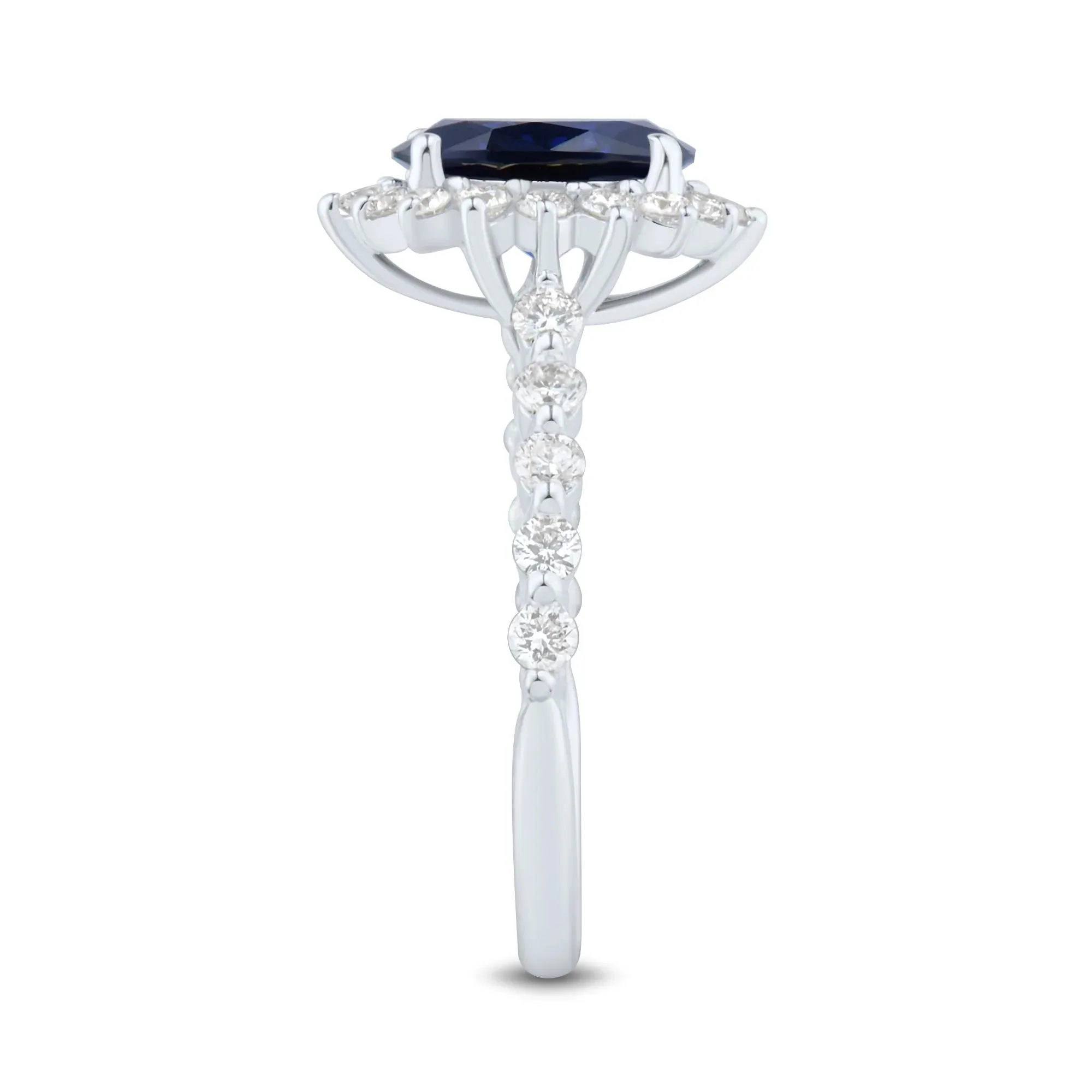 5/8 CT. Tw. Lab-Created Blue Sapphire and Lab Grown Diamond Halo Ring 10K White Gold Size 7.5 2mm - Image 3