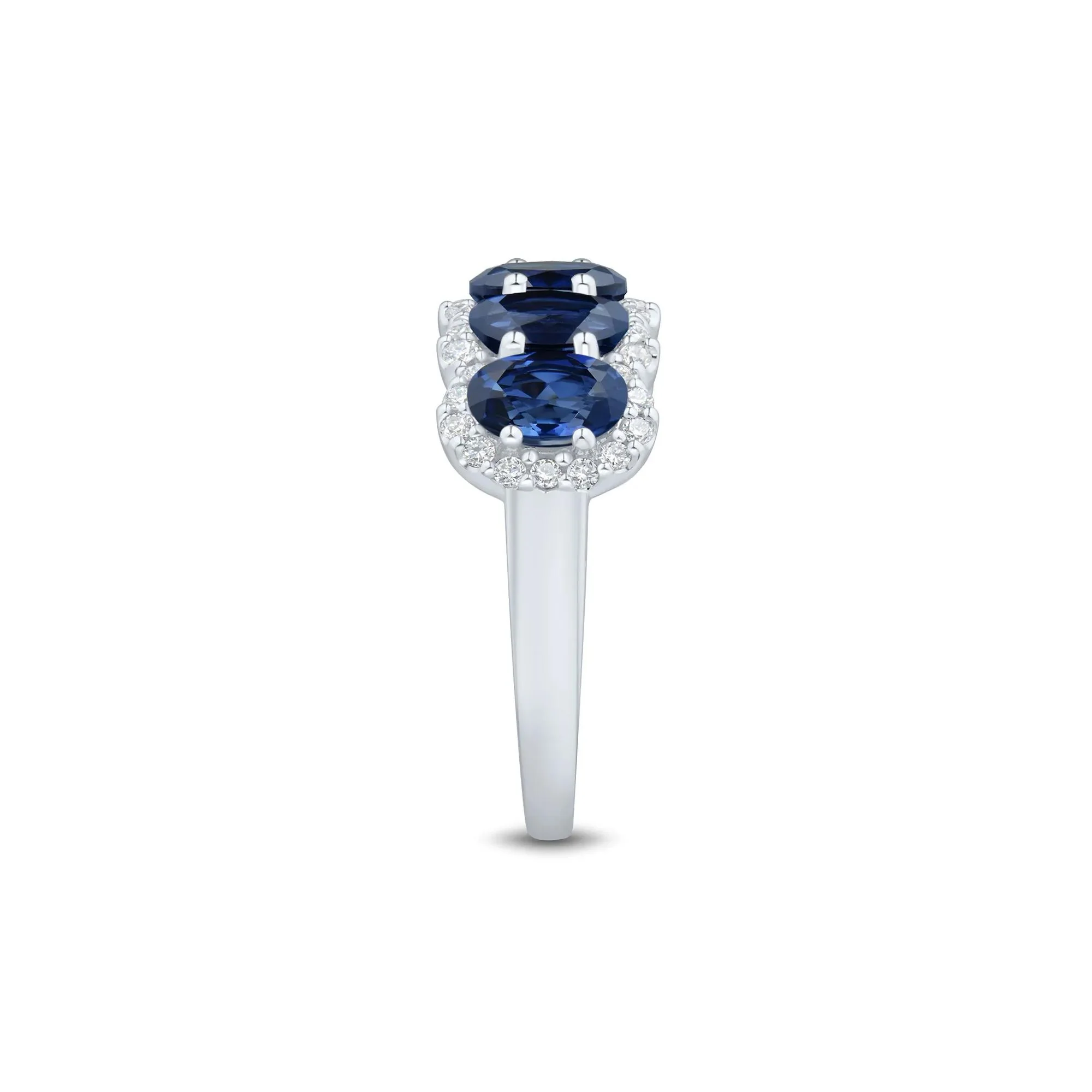 1/3 CT. Tw. Lab-Created Blue Sapphire and Lab Grown Diamond Band Ring 10K White Gold Size 7 1mm - Image 3