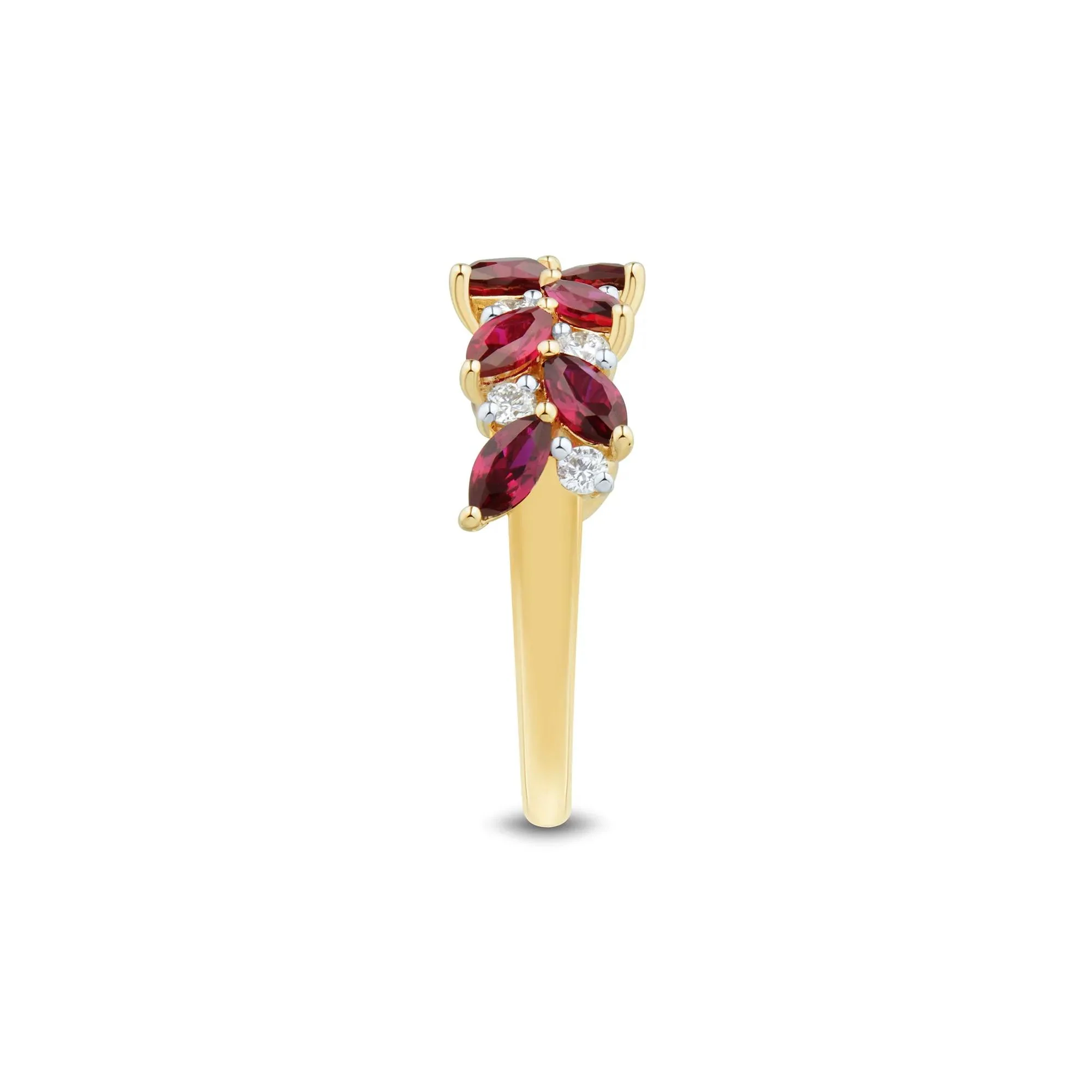 1/3 CT. Tw. Lab-Created Ruby and Lab Grown Diamond Band Ring 10K Yellow Gold Round Brilliant Cut Size 6 1mm - Image 3