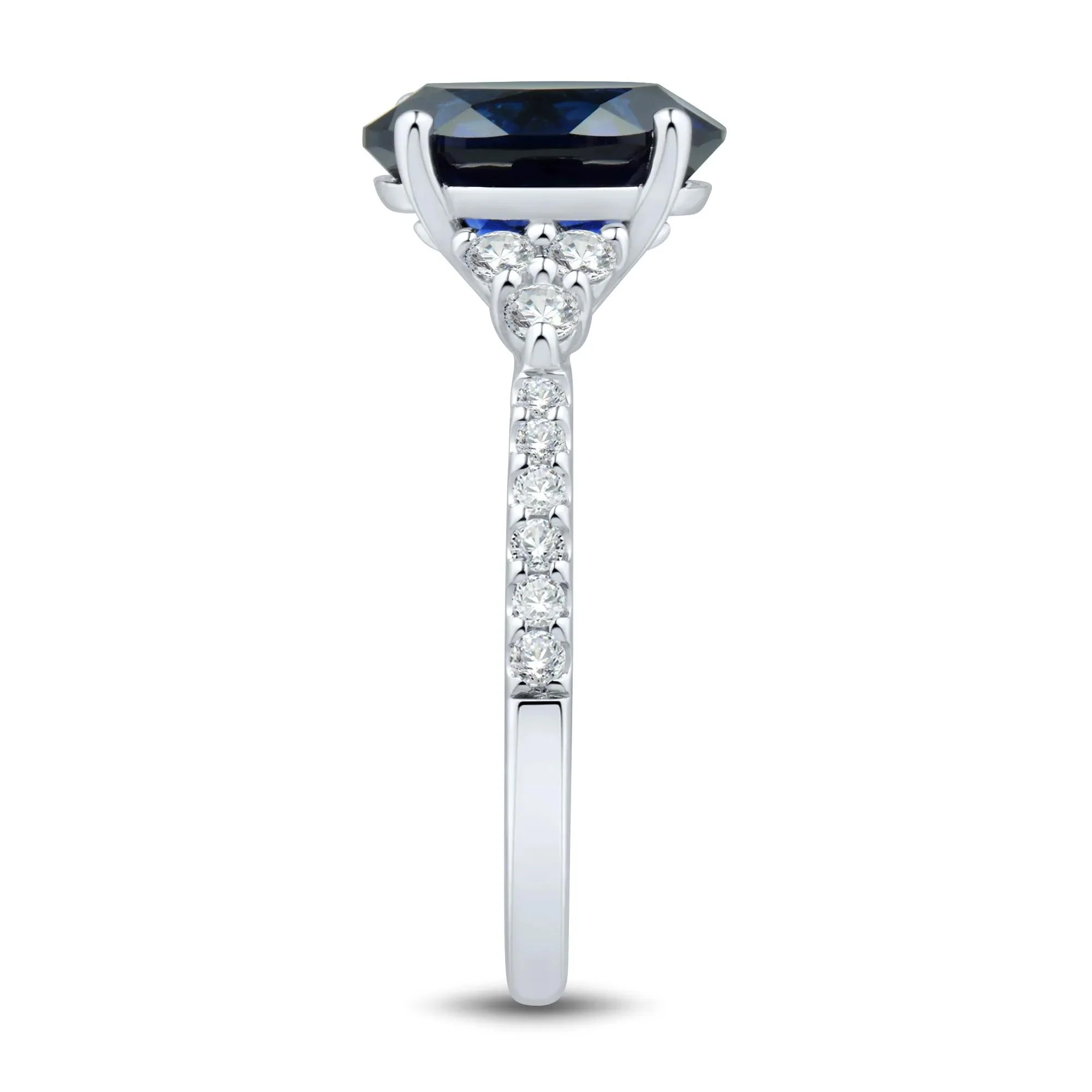 1/3 CT. Tw. Lab-Created Blue Sapphire and Lab Grown Diamond Ring 10K White Gold Size 7 1mm - Image 3