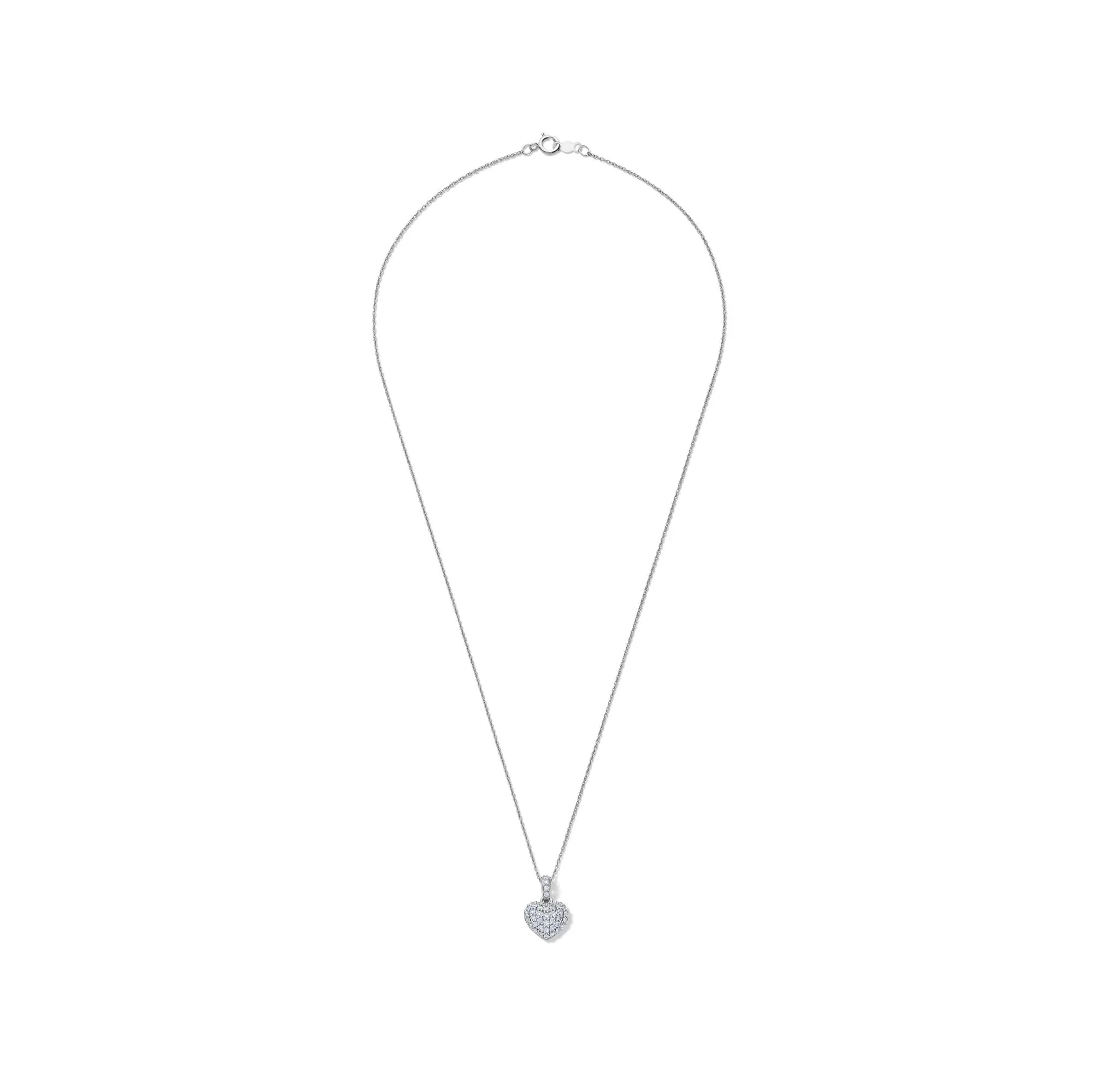 1/2 CT. Tw. Lab Grown Diamond Pavé Heart Pendant Necklace 14K White Gold Size 18" - Image 2