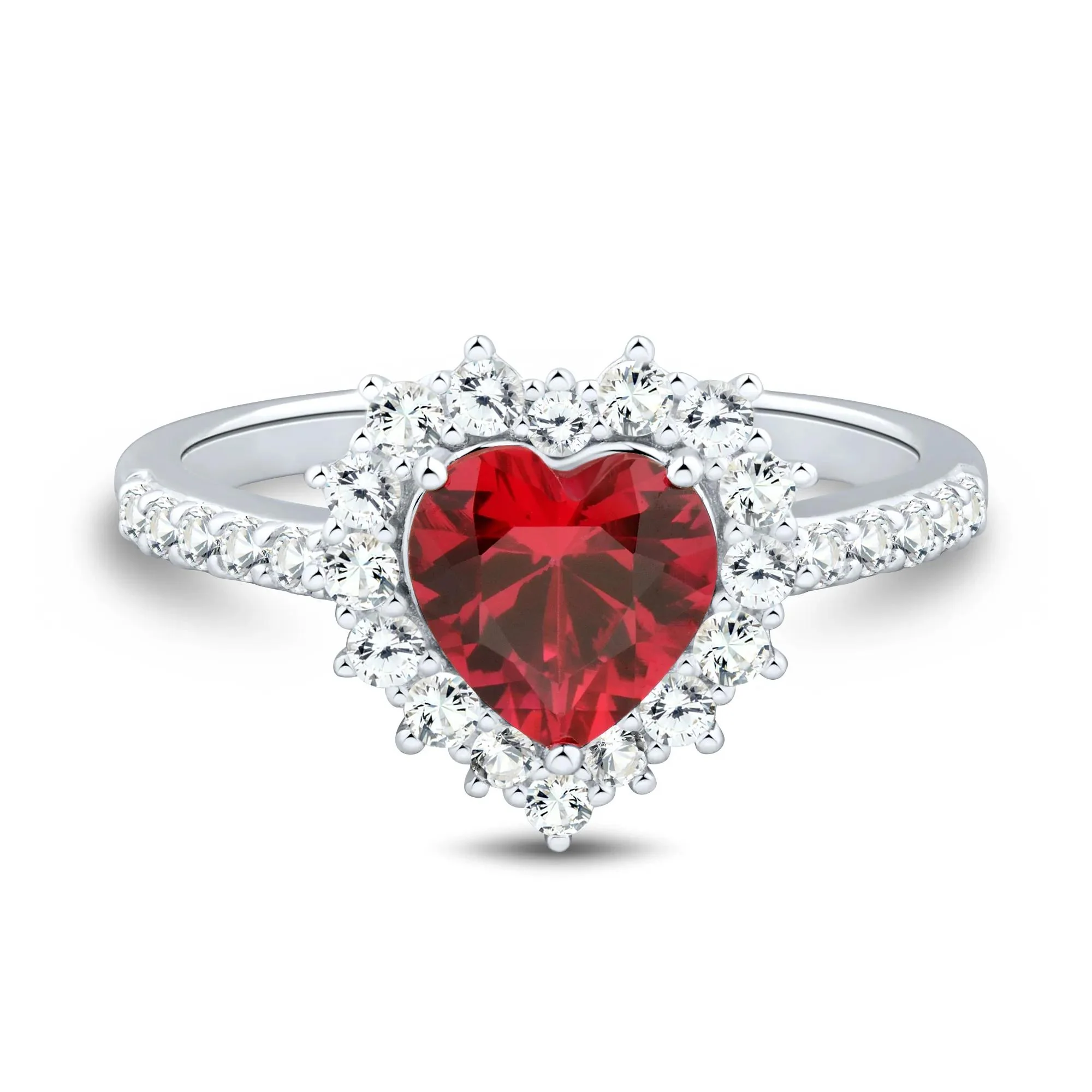 Lab-Created Ruby and Lab-Created White Sapphire Ring Earring and Pendant Set .925 Sterling Silver Size 5 1.5mm - Image 2