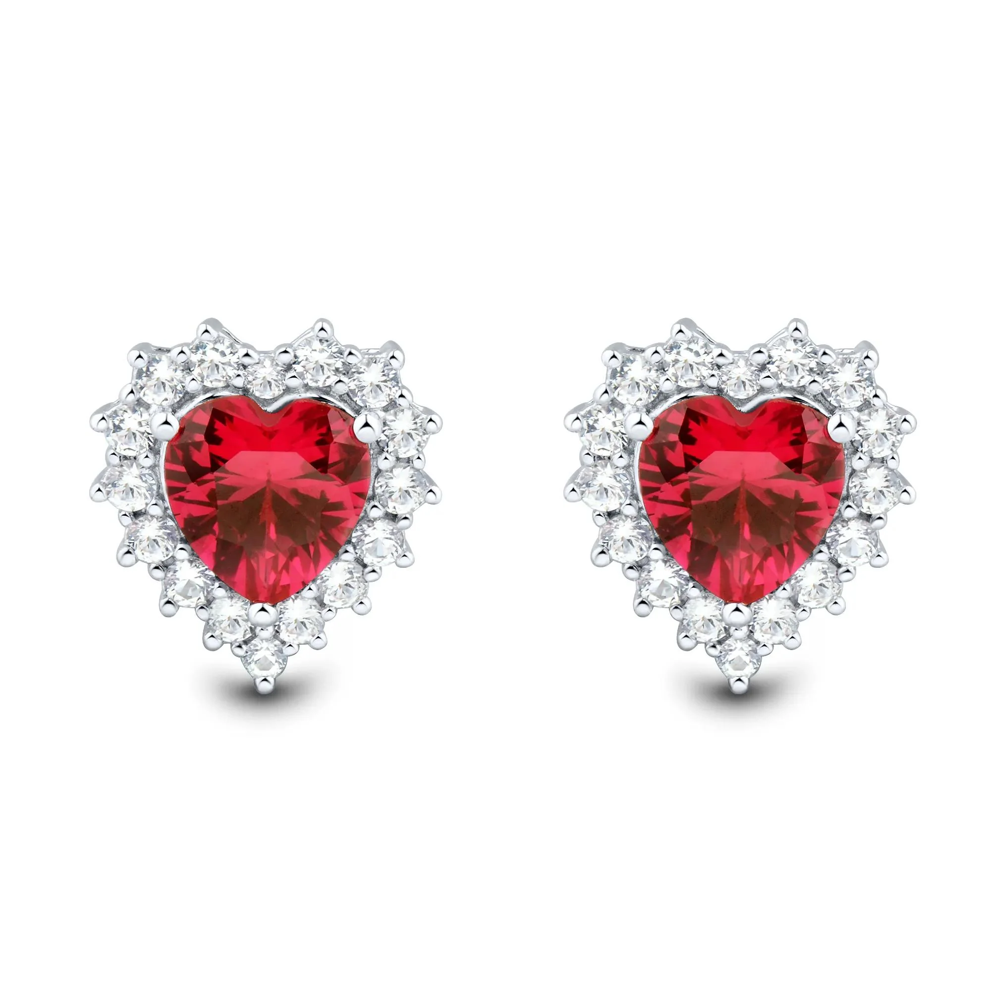 Lab-Created Ruby and Lab-Created White Sapphire Ring Earring and Pendant Set .925 Sterling Silver Size 5 1.5mm - Image 9