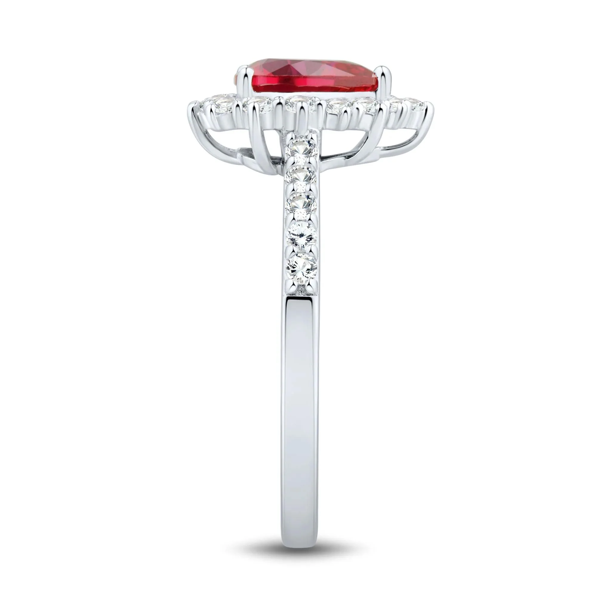 Lab-Created Ruby and Lab-Created White Sapphire Ring Earring and Pendant Set .925 Sterling Silver Size 5.5 1.5mm - Image 4