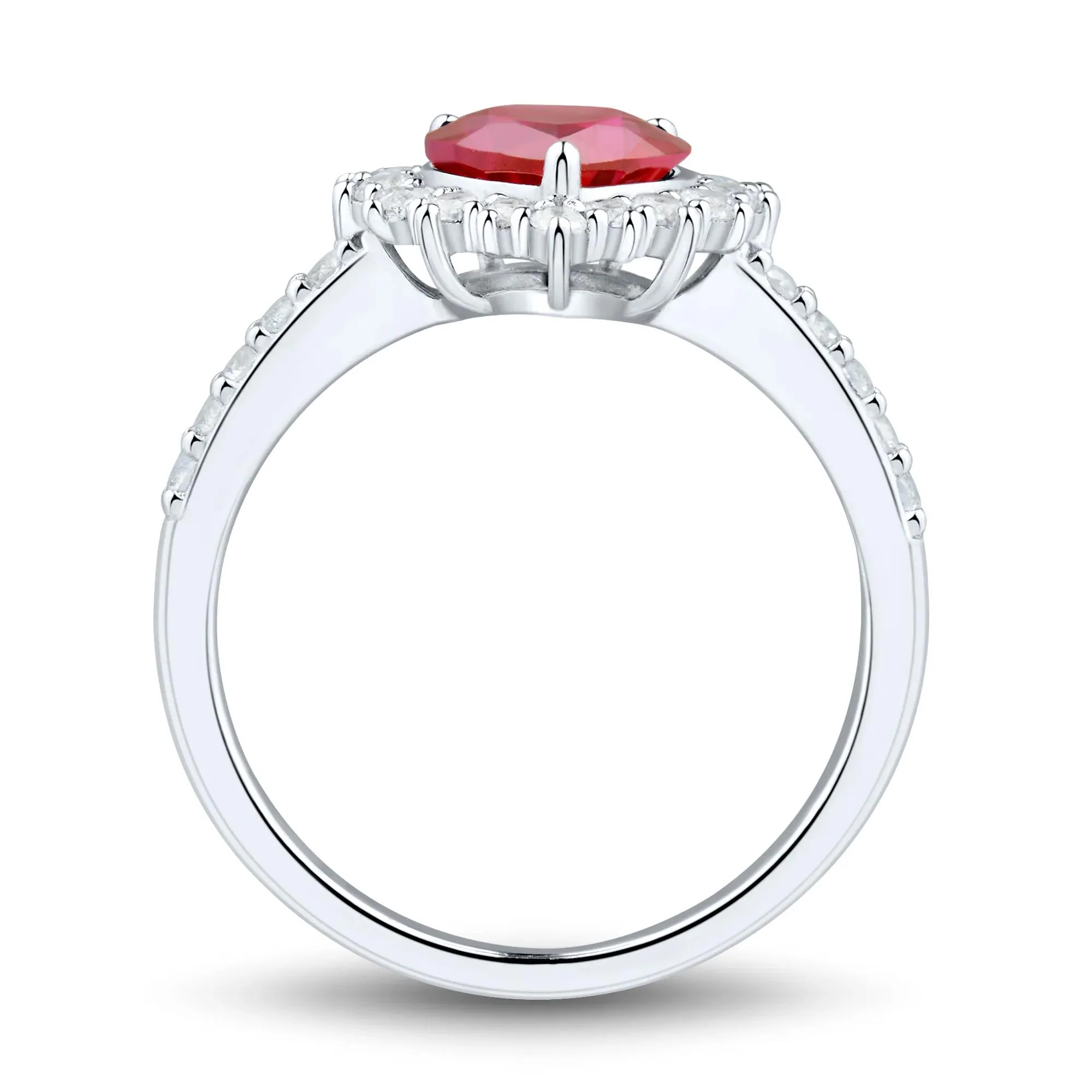 Lab-Created Ruby and Lab-Created White Sapphire Ring Earring and Pendant Set .925 Sterling Silver Size 6.5 1.5mm - Image 3