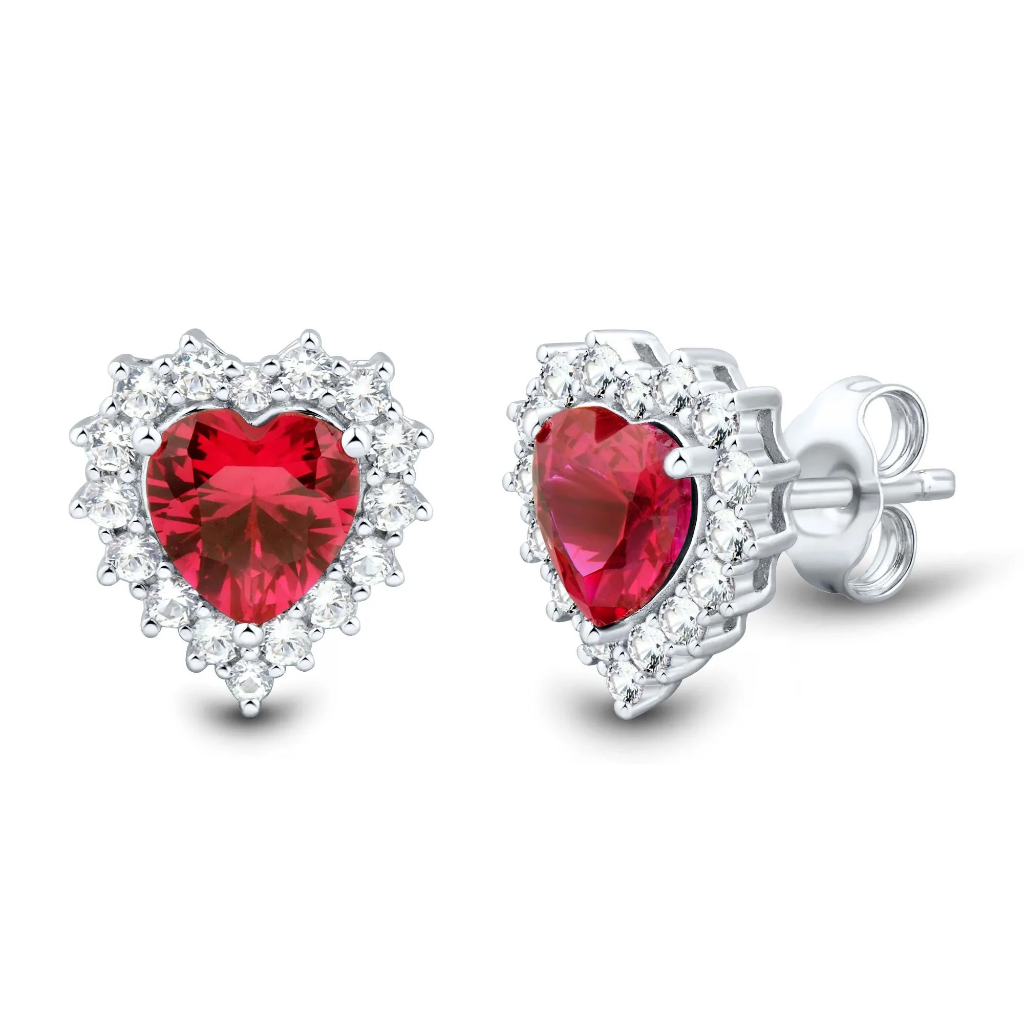 Lab-Created Ruby and Lab-Created White Sapphire Ring Earring and Pendant Set .925 Sterling Silver Size 7.5 1.5mm - Image 8