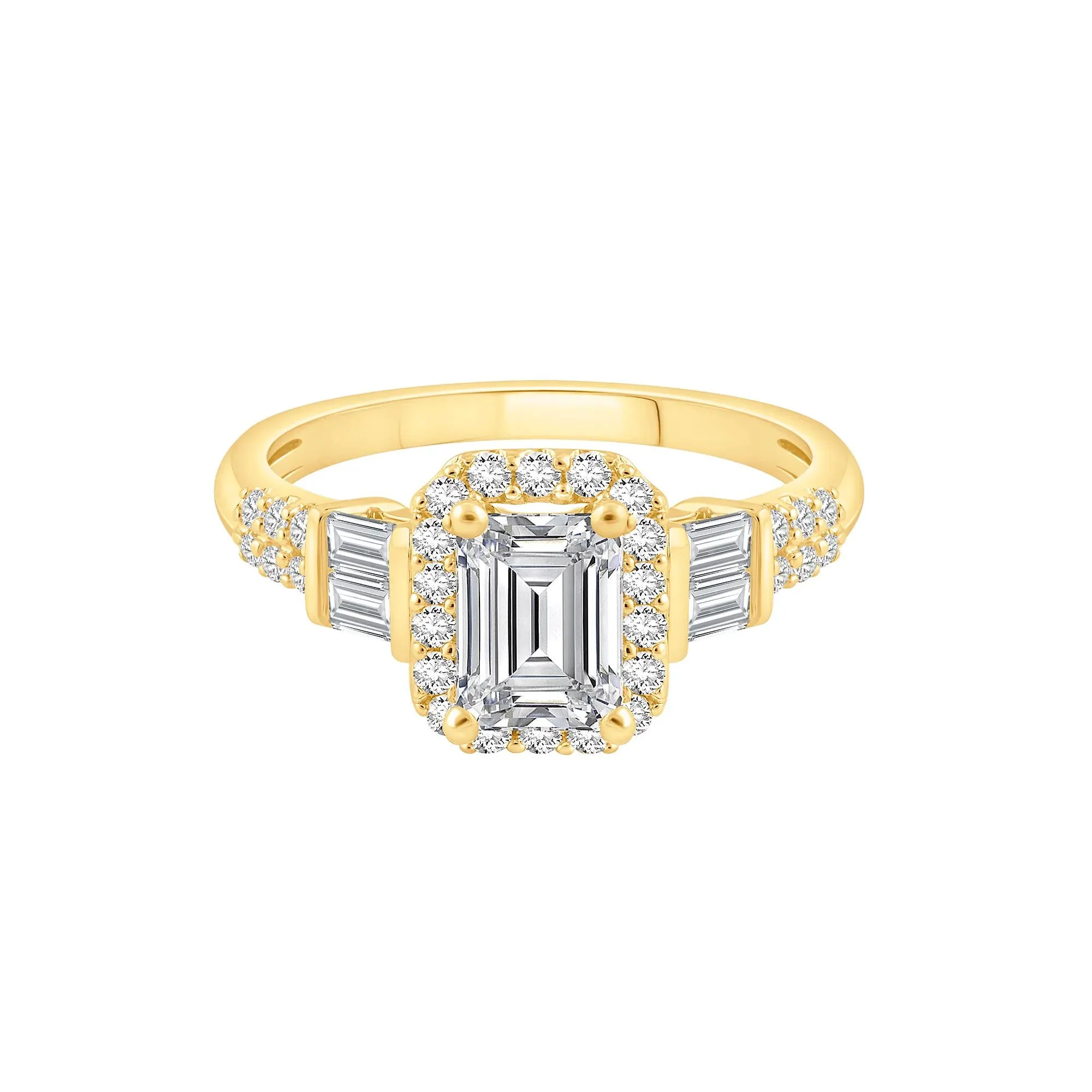 1/2 CT. Tw. Lab Grown Diamond Emerald Engagement Ring 10K Yellow Gold Size 7 - Image 4