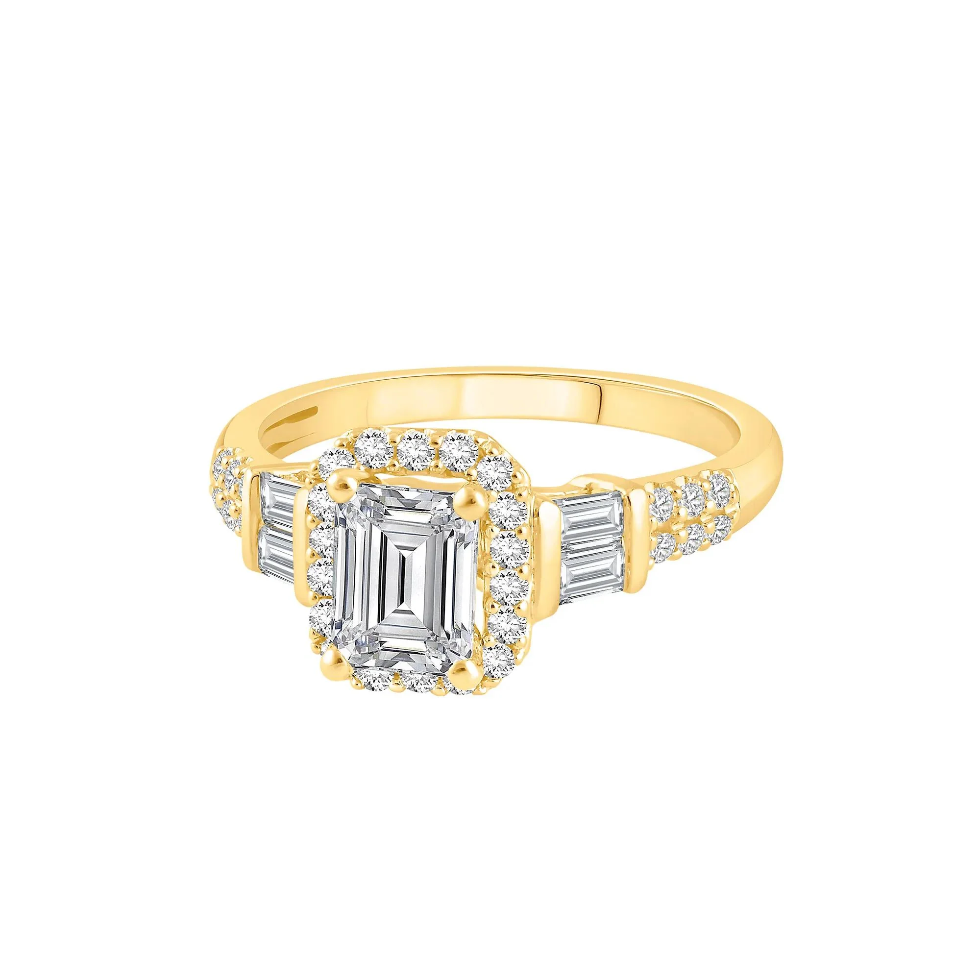 1/2 CT. Tw. Lab Grown Diamond Emerald Engagement Ring 10K Yellow Gold Size 8.5 - Image 3