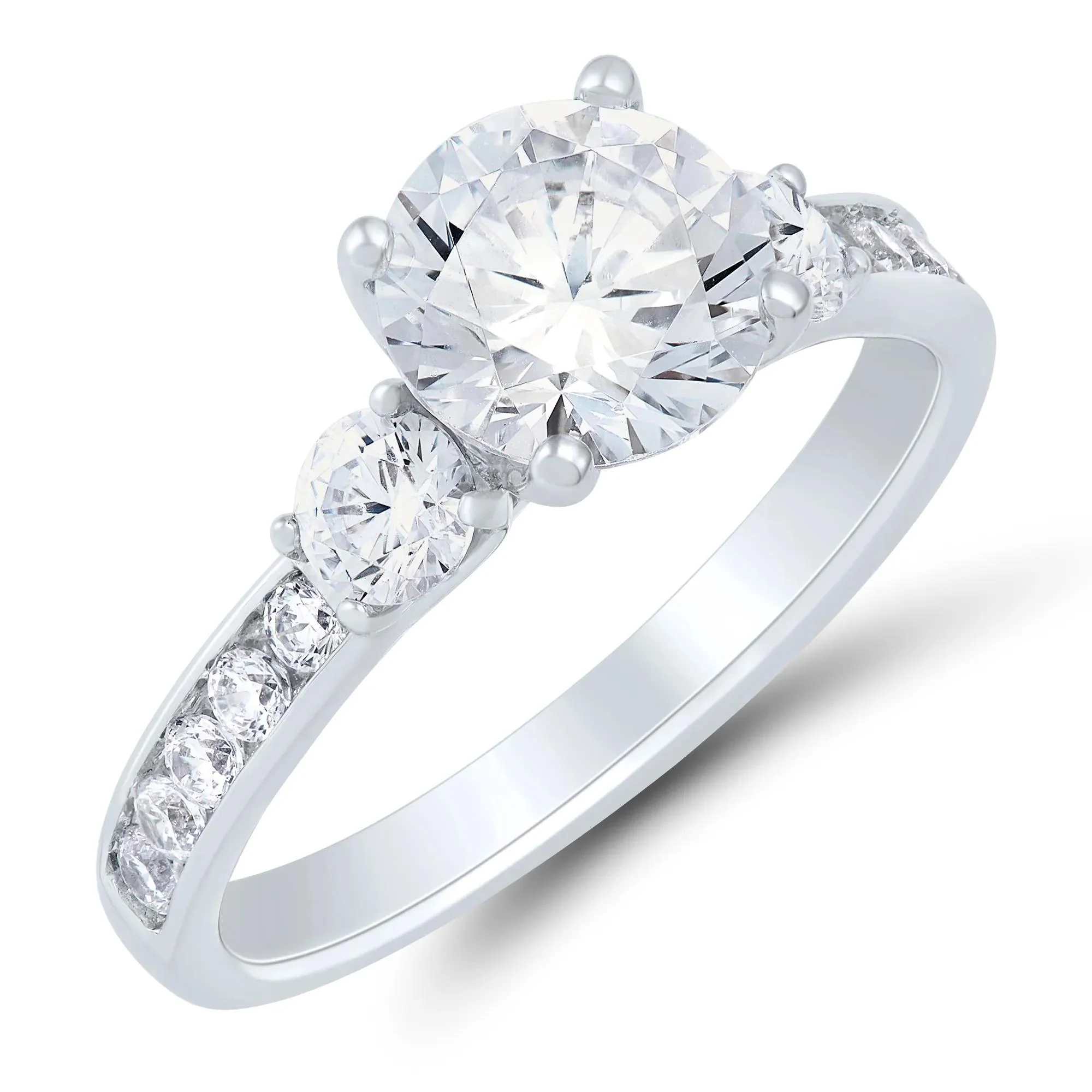 3 CT. Tw. Lab Grown Diamond Bridal Set 14K White Gold Ring Size 9 1mm - Image 4