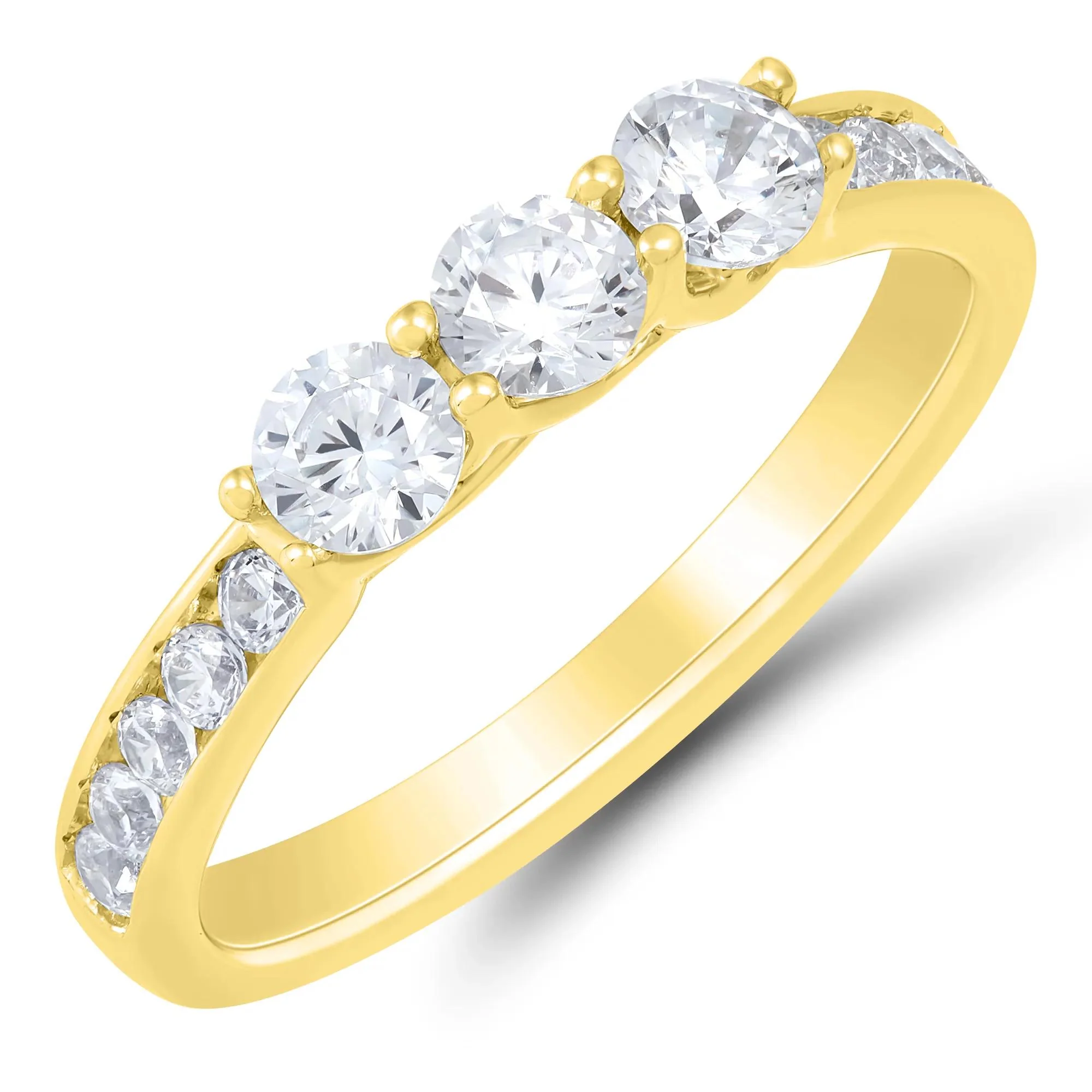 3 CT. Tw. Lab Grown Diamond Bridal Set 14K Yellow Gold Ring Size 6.5 1mm - Image 5