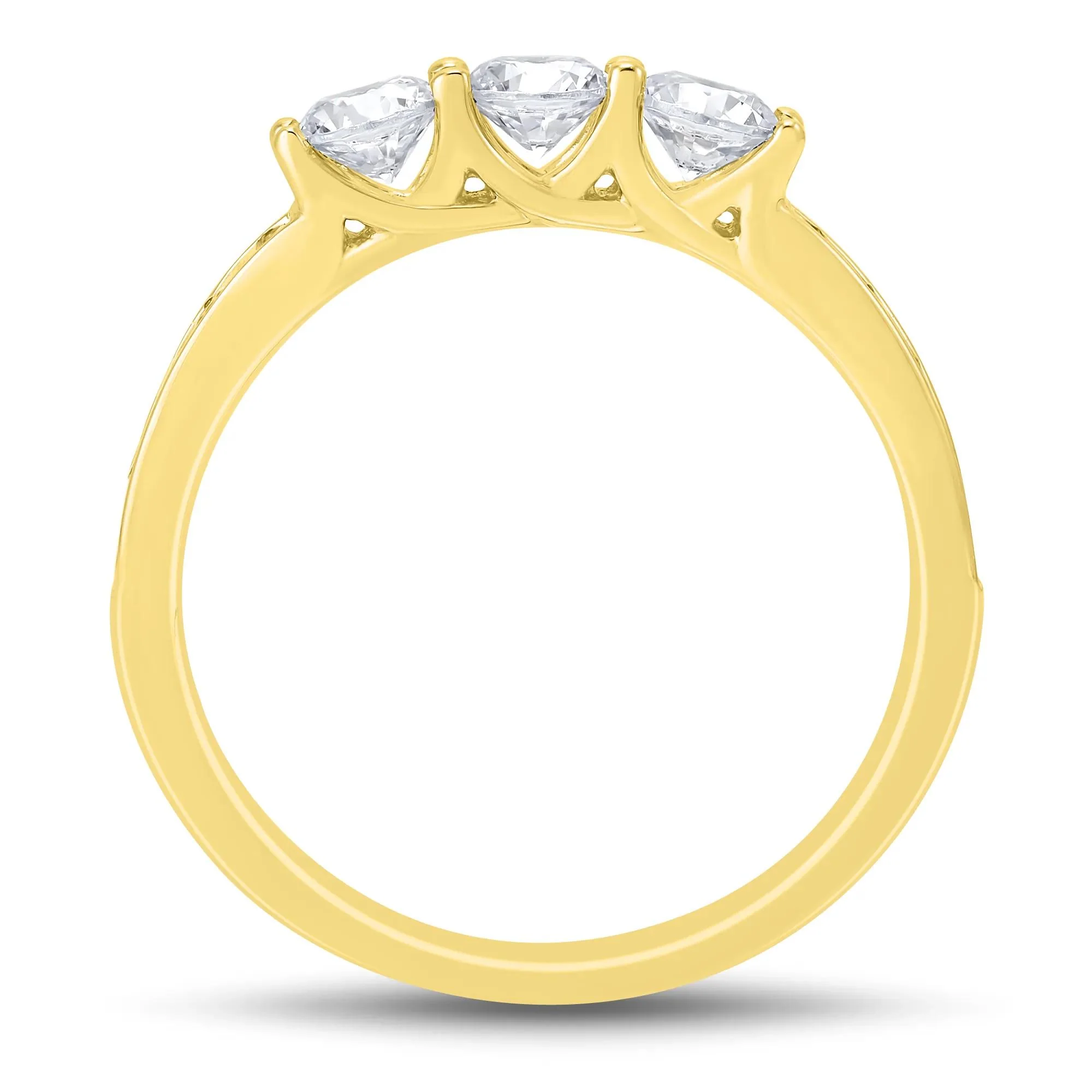 3 CT. Tw. Lab Grown Diamond Bridal Set 14K Yellow Gold Ring Size 6.5 1mm - Image 6