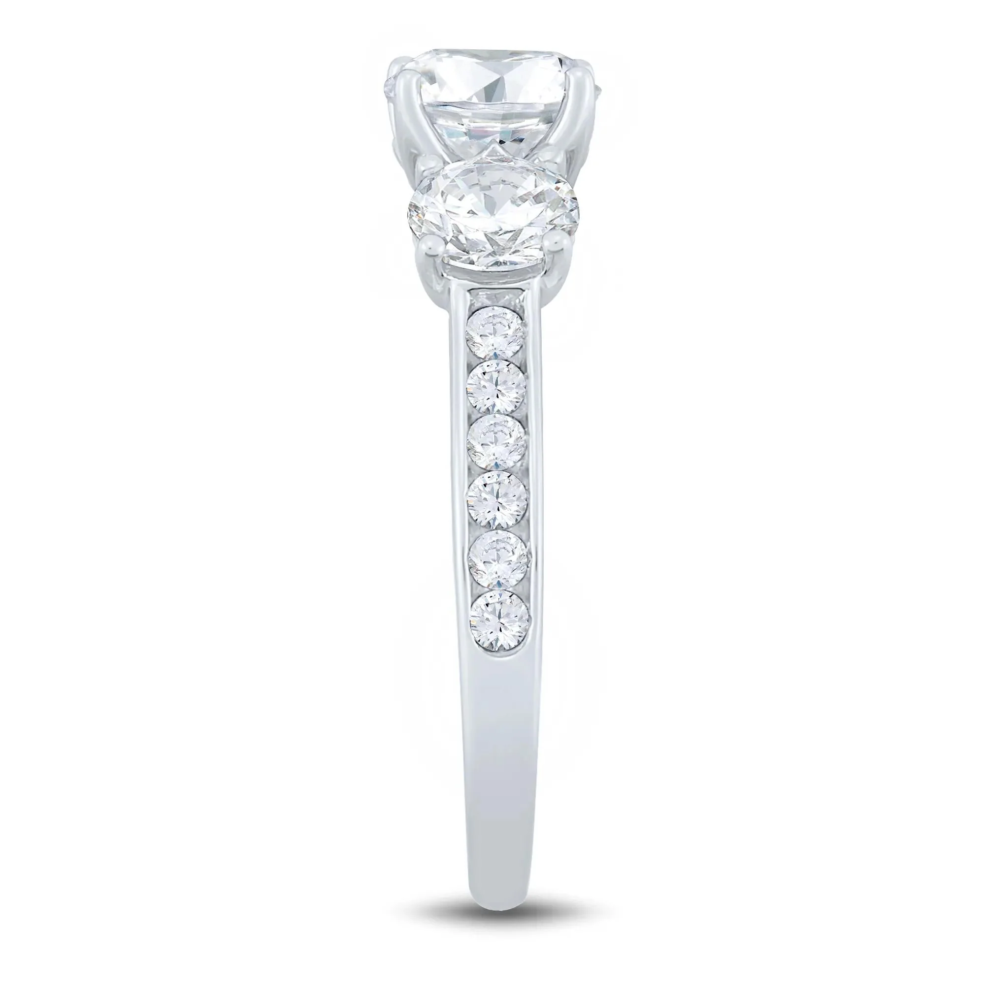 1/4 CT. Tw. Lab Grown Three-Stone Diamond Engagement Ring 14K White Gold (2-) Round Brilliant Cut Size 6.5 1mm - Image 3
