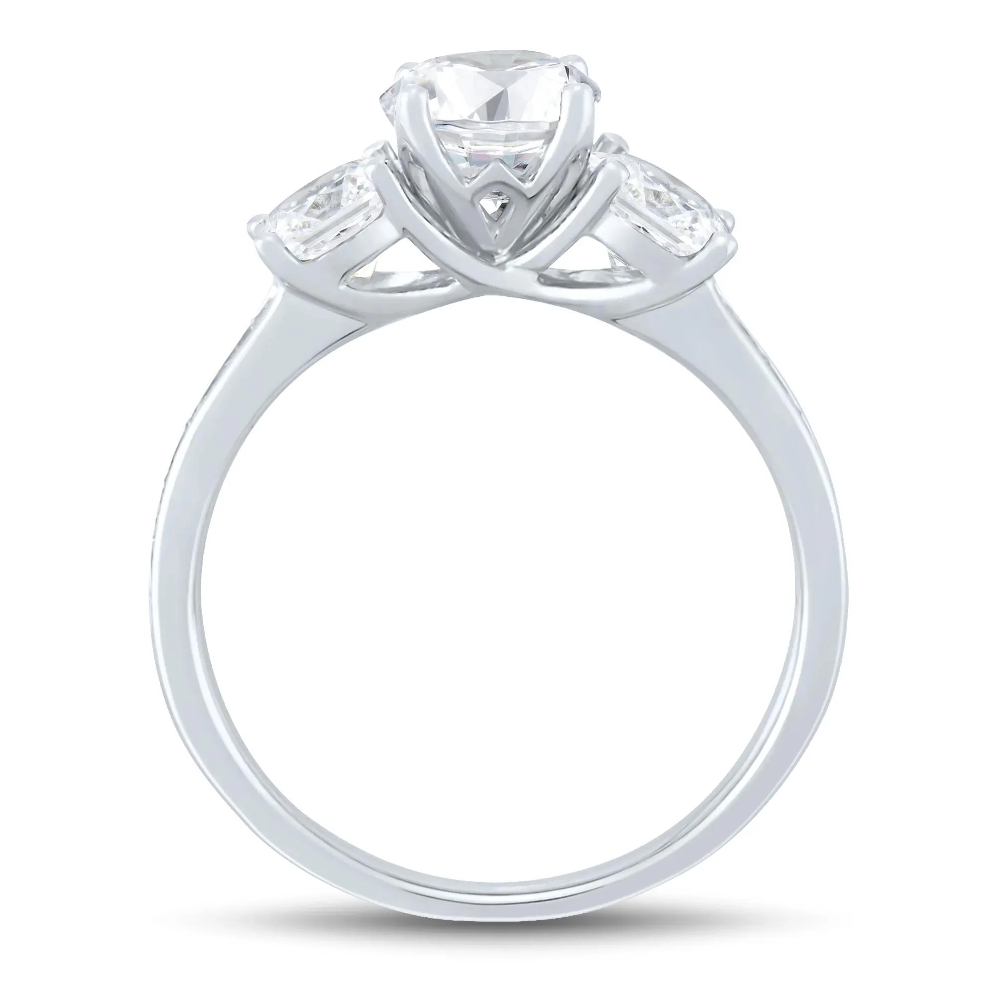 1/4 CT. Tw. Lab Grown Three-Stone Diamond Engagement Ring 14K White Gold (2-) Round Brilliant Cut Size 8 1mm - Image 2