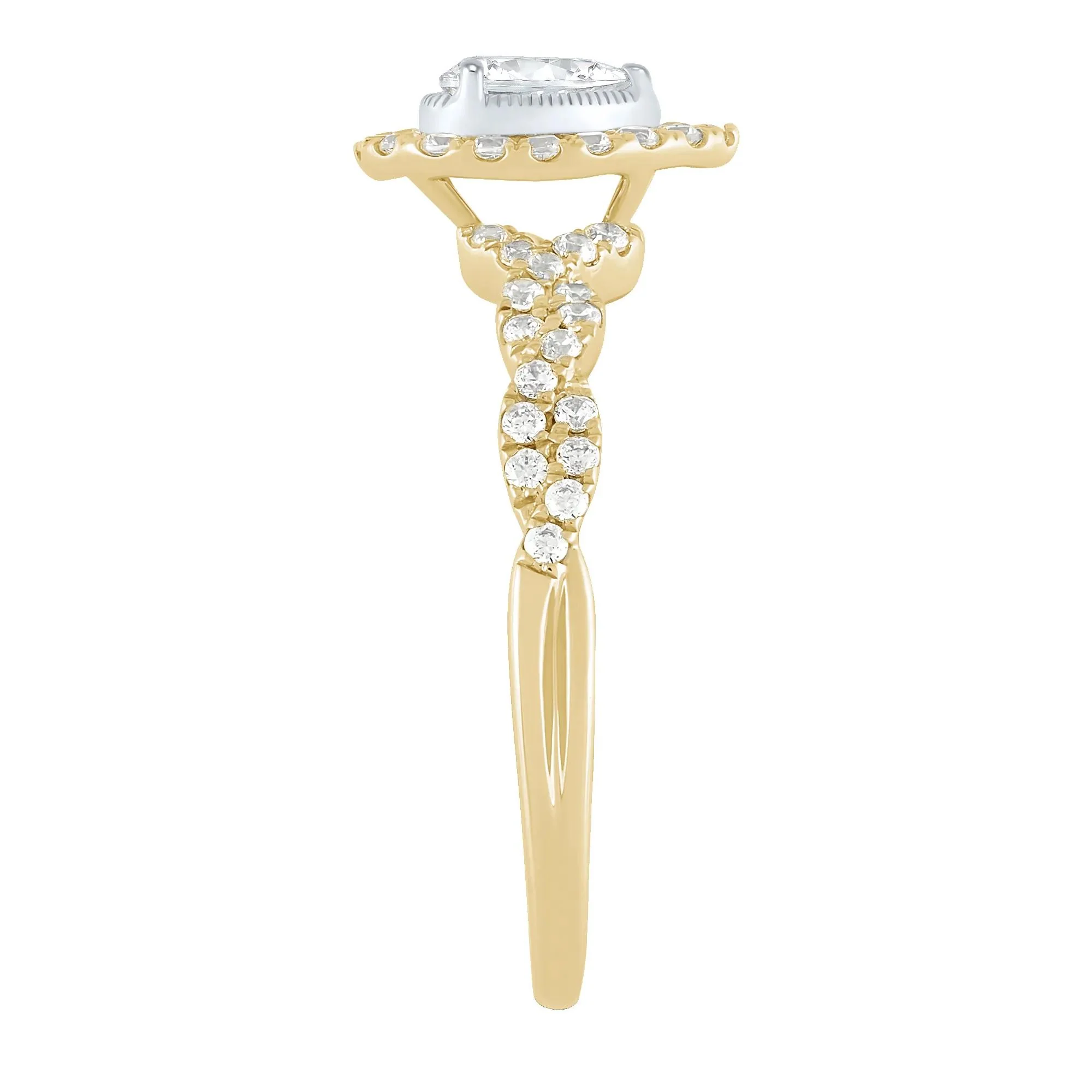 1/2 CT. Tw. Pear-Shaped Diamond Engagement Ring 10K Yellow Gold Round Brilliant Cut Size 6 1mm - Image 3