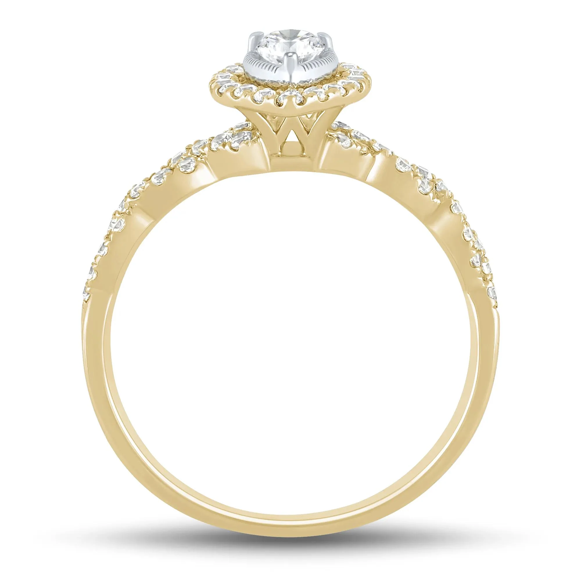 1/2 CT. Tw. Pear-Shaped Diamond Engagement Ring 10K Yellow Gold Round Brilliant Cut Size 6.5 1mm - Image 2