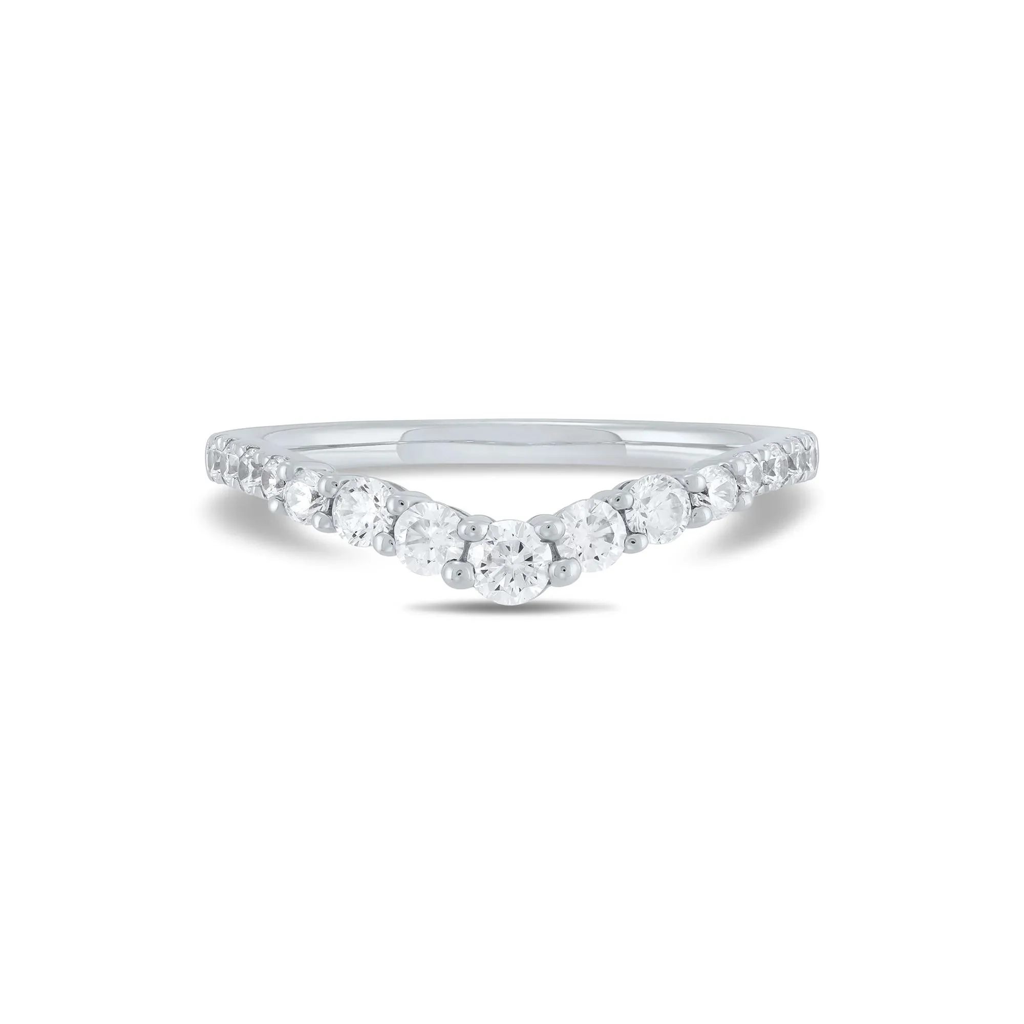 1/2 CT. Tw. Lab Grown Diamond Contour Band Ring 14K White Gold Size 7 1mm