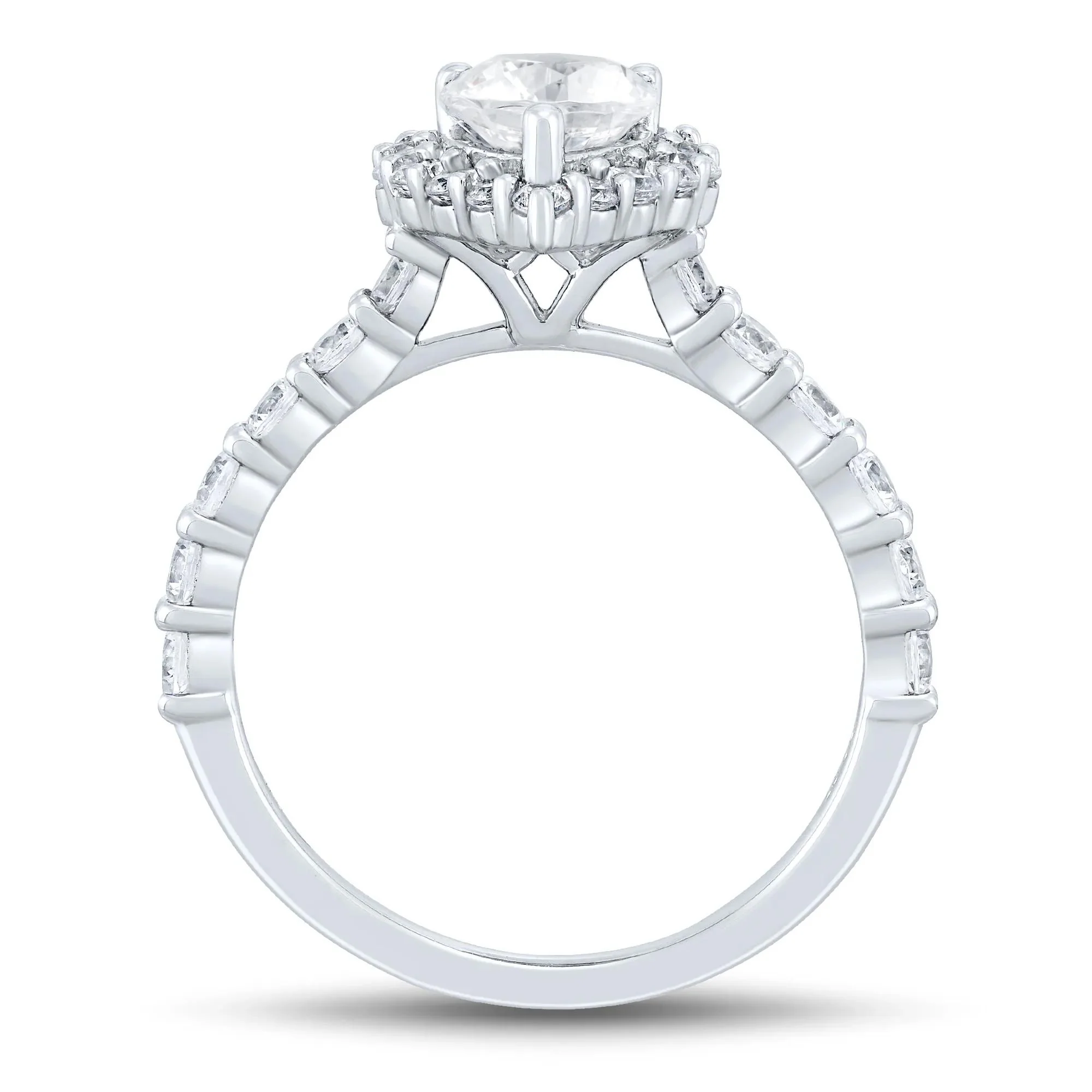 2 1/4 CT. Tw. Pear-Shaped Lab Grown Diamond Engagement Ring 14K White Gold Round Brilliant Cut Size 8 2mm - Image 2