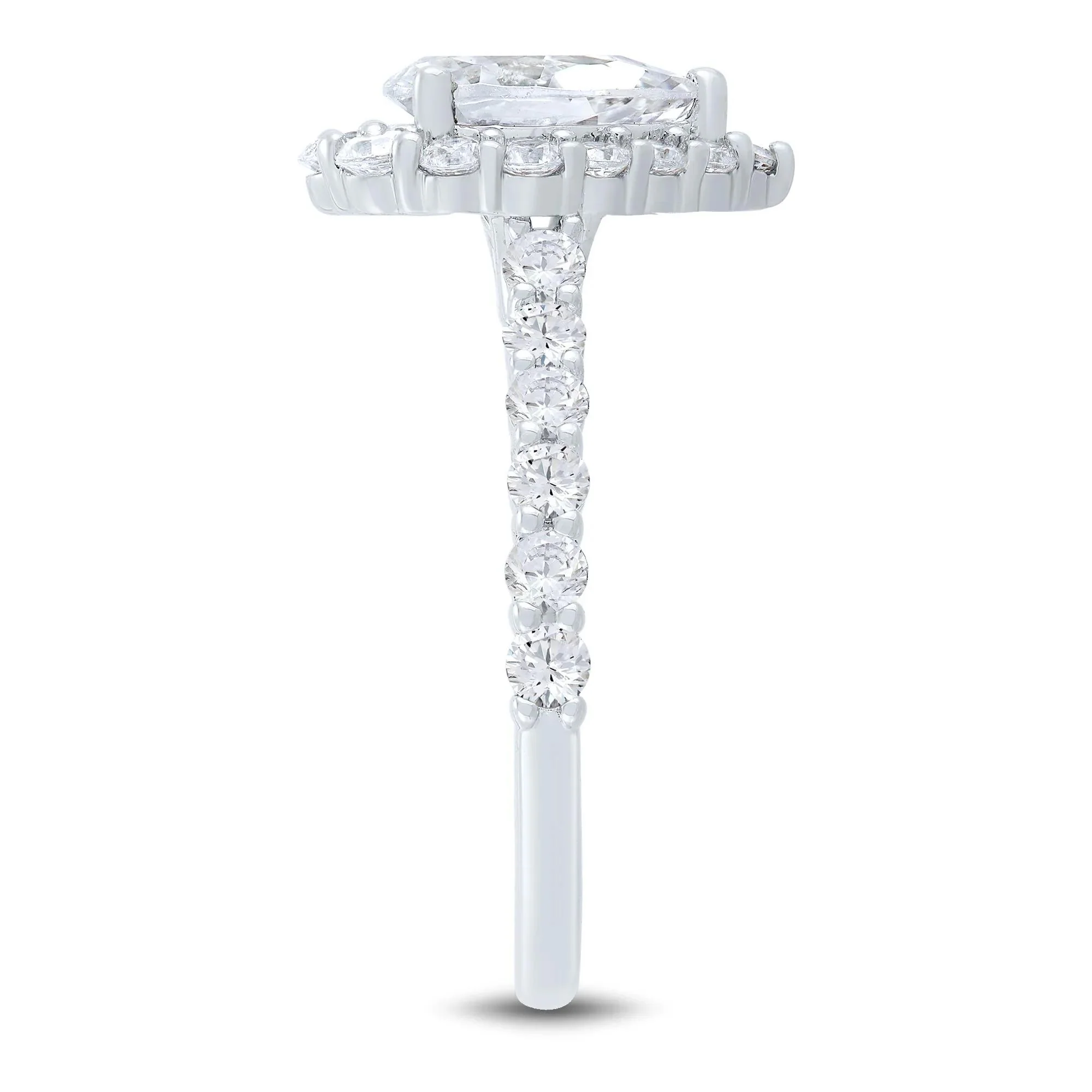 2 1/4 CT. Tw. Pear-Shaped Lab Grown Diamond Engagement Ring 14K White Gold Round Brilliant Cut Size 9 2mm - Image 3