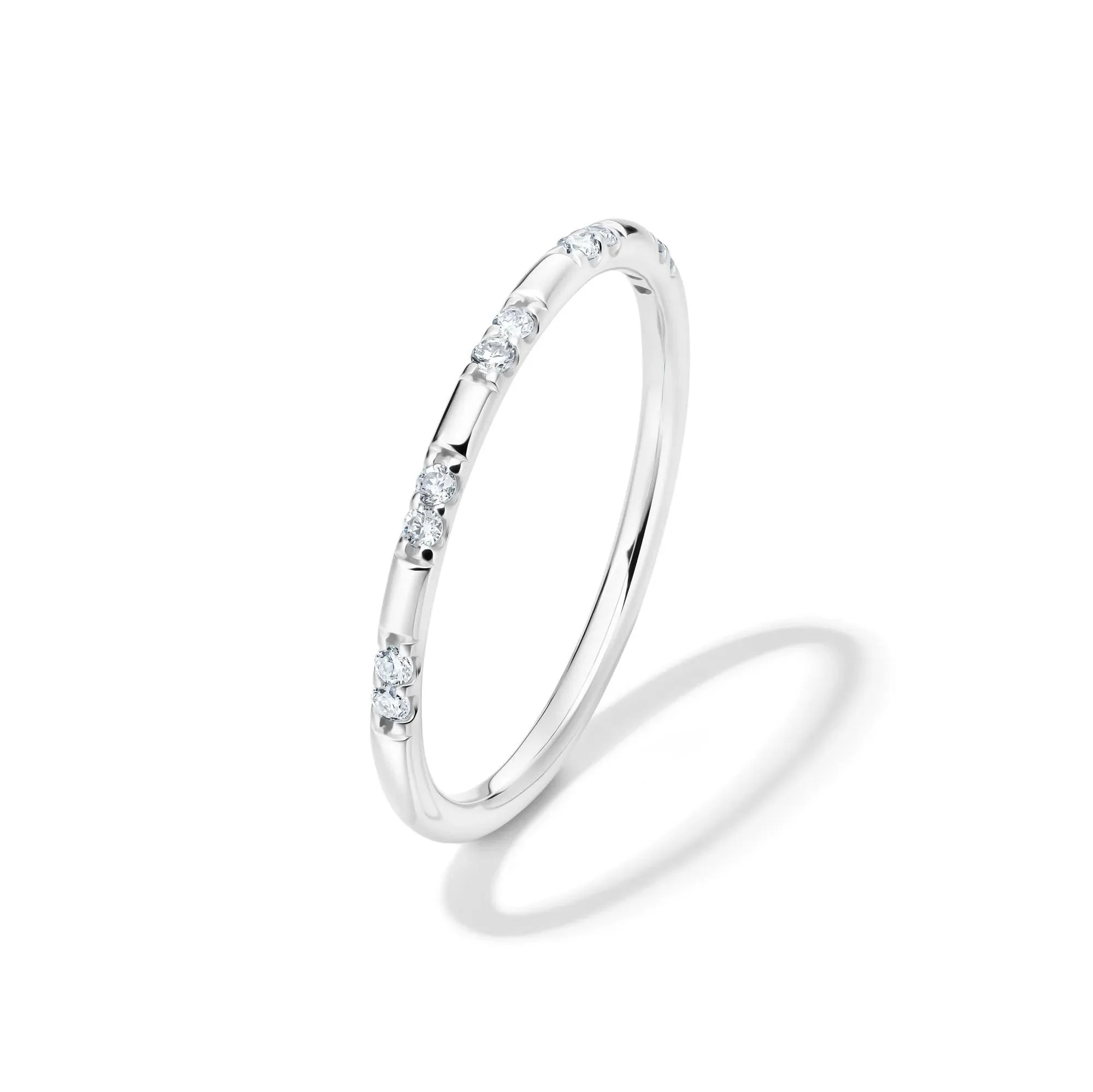 1/10 CT. Tw. Lab Grown Diamond Stack Band Ring 10K White Gold Size 6.5 1.5mm - Image 4