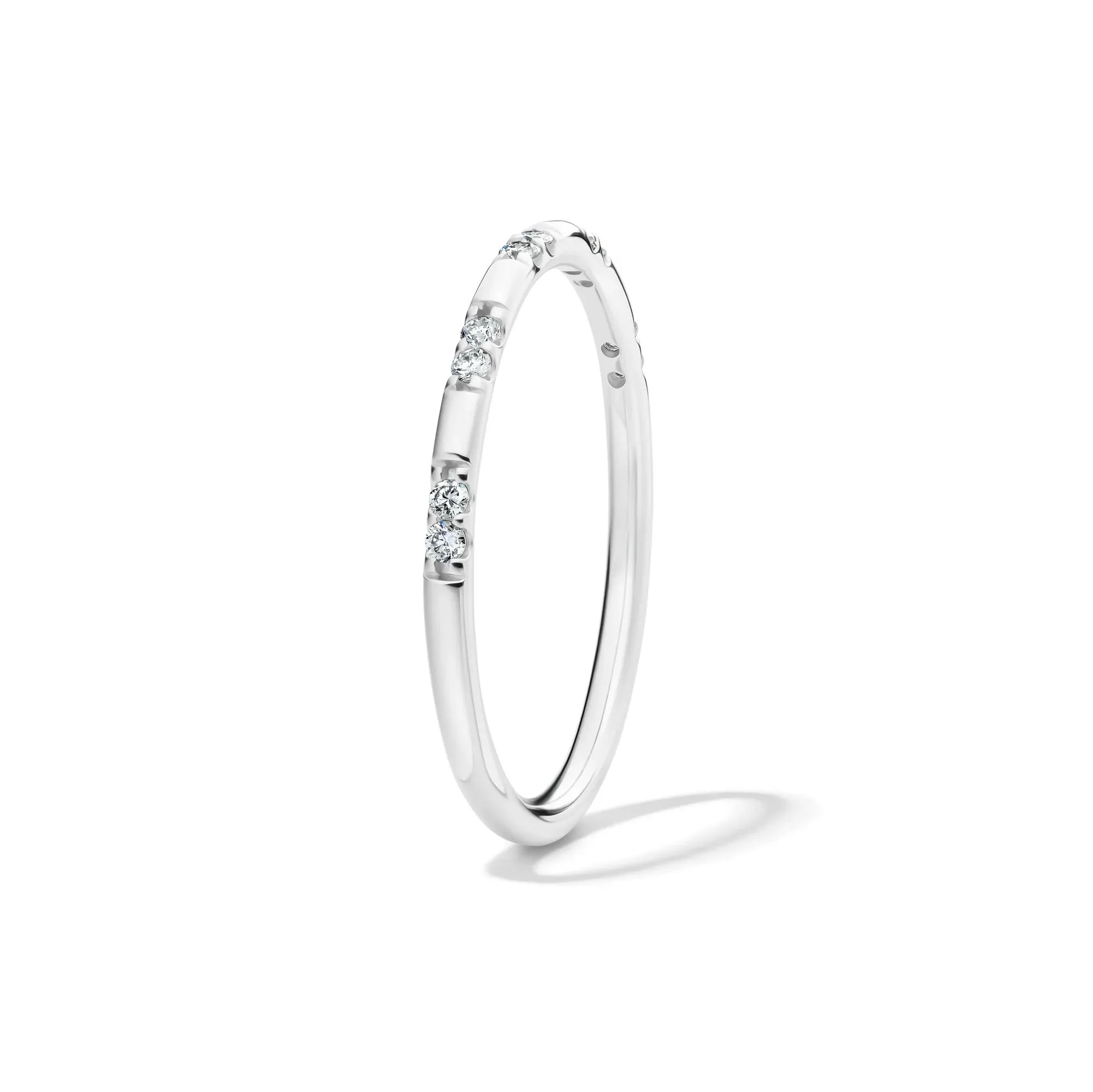 1/10 CT. Tw. Lab Grown Diamond Stack Band Ring 10K White Gold Size 8.5 1.5mm - Image 3