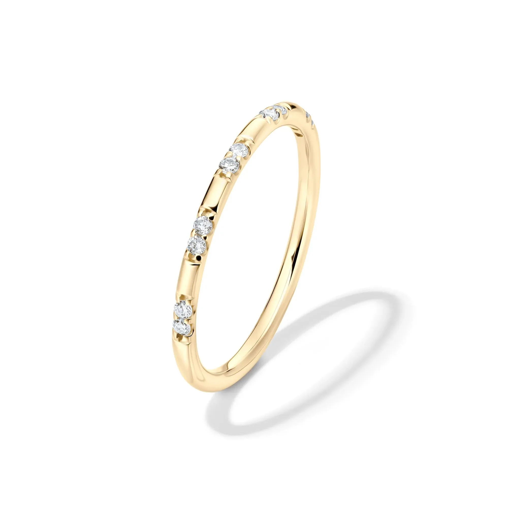 1/10 CT. Tw. Lab Grown Diamond Stack Band Ring 10K Yellow Gold Size 6 1.5mm - Image 4