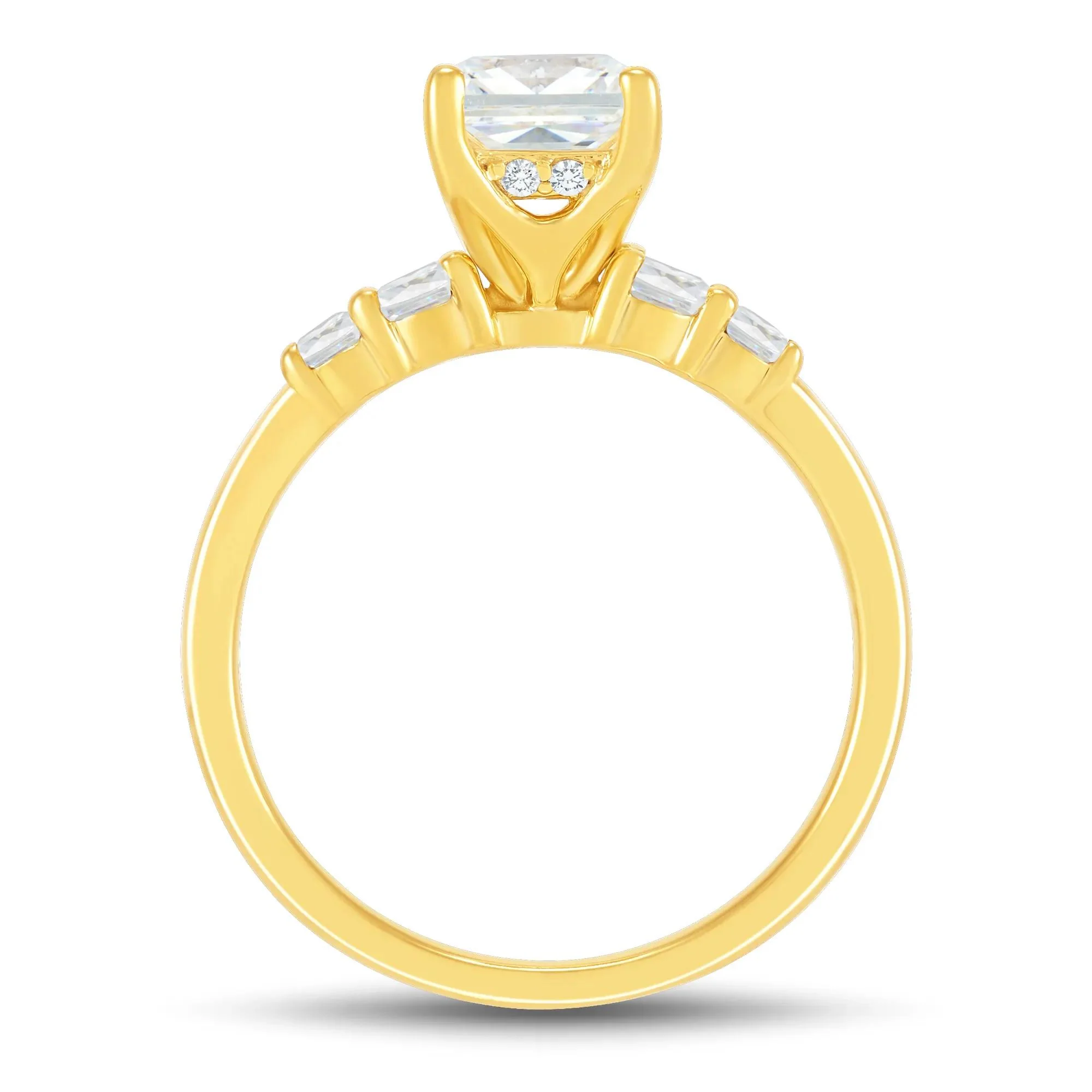 2 1/3 CT. Tw. Lab Grown Diamond Engagement Ring 14K Yellow Gold Round Brilliant Cut Size 6 2mm - Image 2