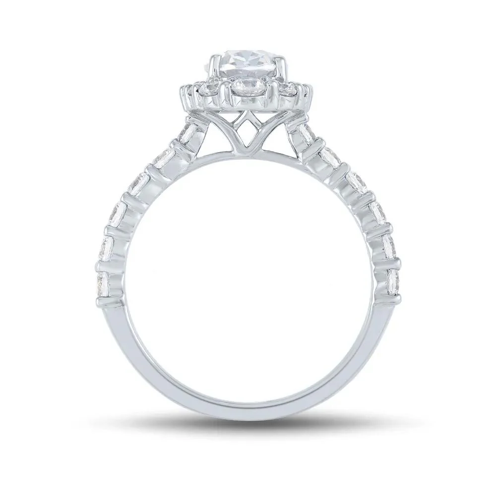 2 1/4 CT. Tw. Lab Grown Diamond Halo Engagement Ring 14K White Gold Round Brilliant Cut Size 6.5 1mm - Image 2