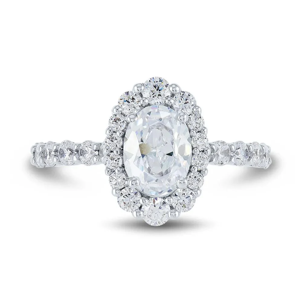 2 1/4 CT. Tw. Lab Grown Diamond Halo Engagement Ring 14K White Gold Round Brilliant Cut Size 8.5 1mm