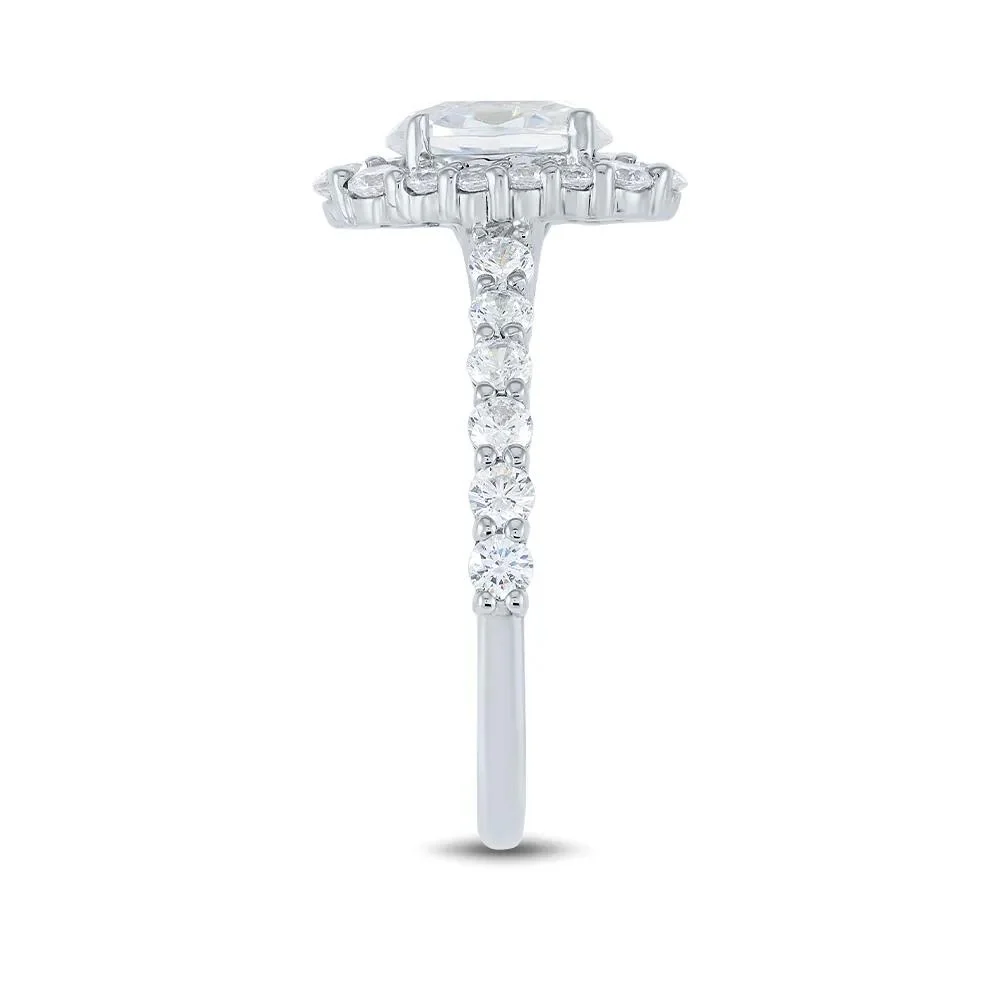 2 1/4 CT. Tw. Lab Grown Diamond Halo Engagement Ring 14K White Gold Round Brilliant Cut Size 8.5 1mm - Image 3
