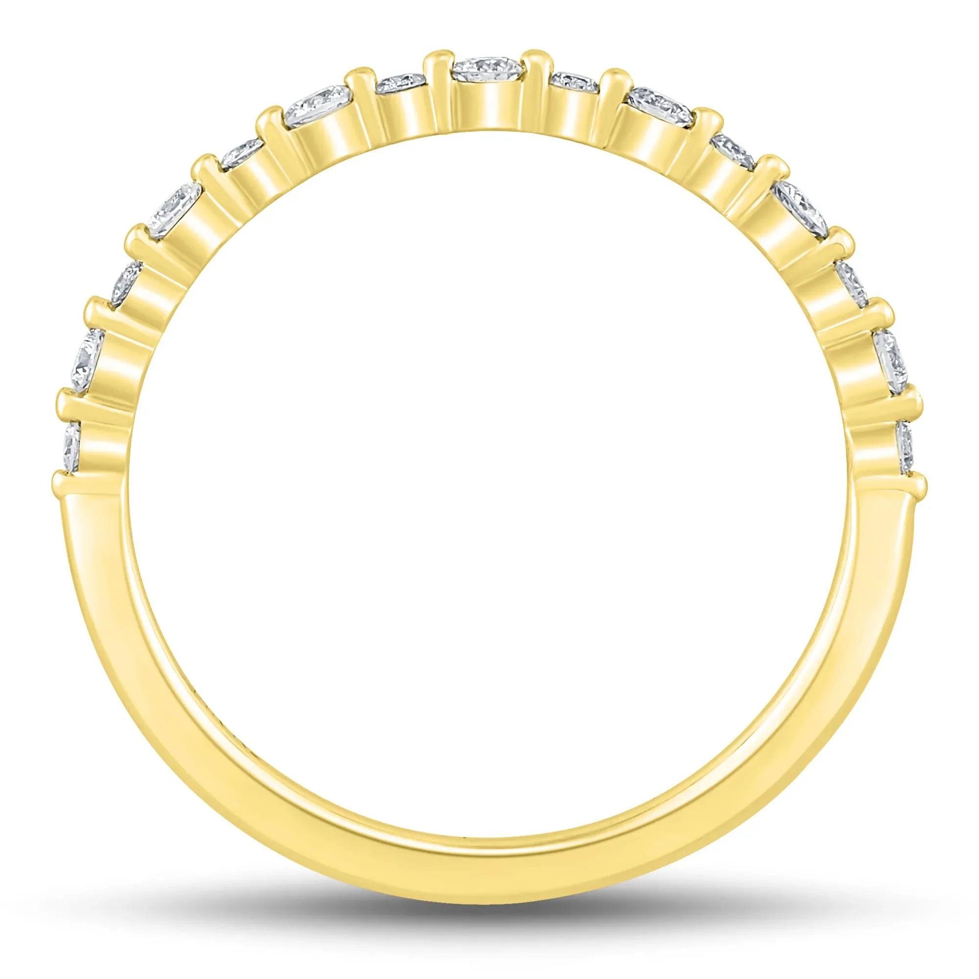 1/4 CT. Tw. Diamond Shared-Prong Band Ring 10K Yellow Gold Round Brilliant Cut Size 6 1mm - Image 2