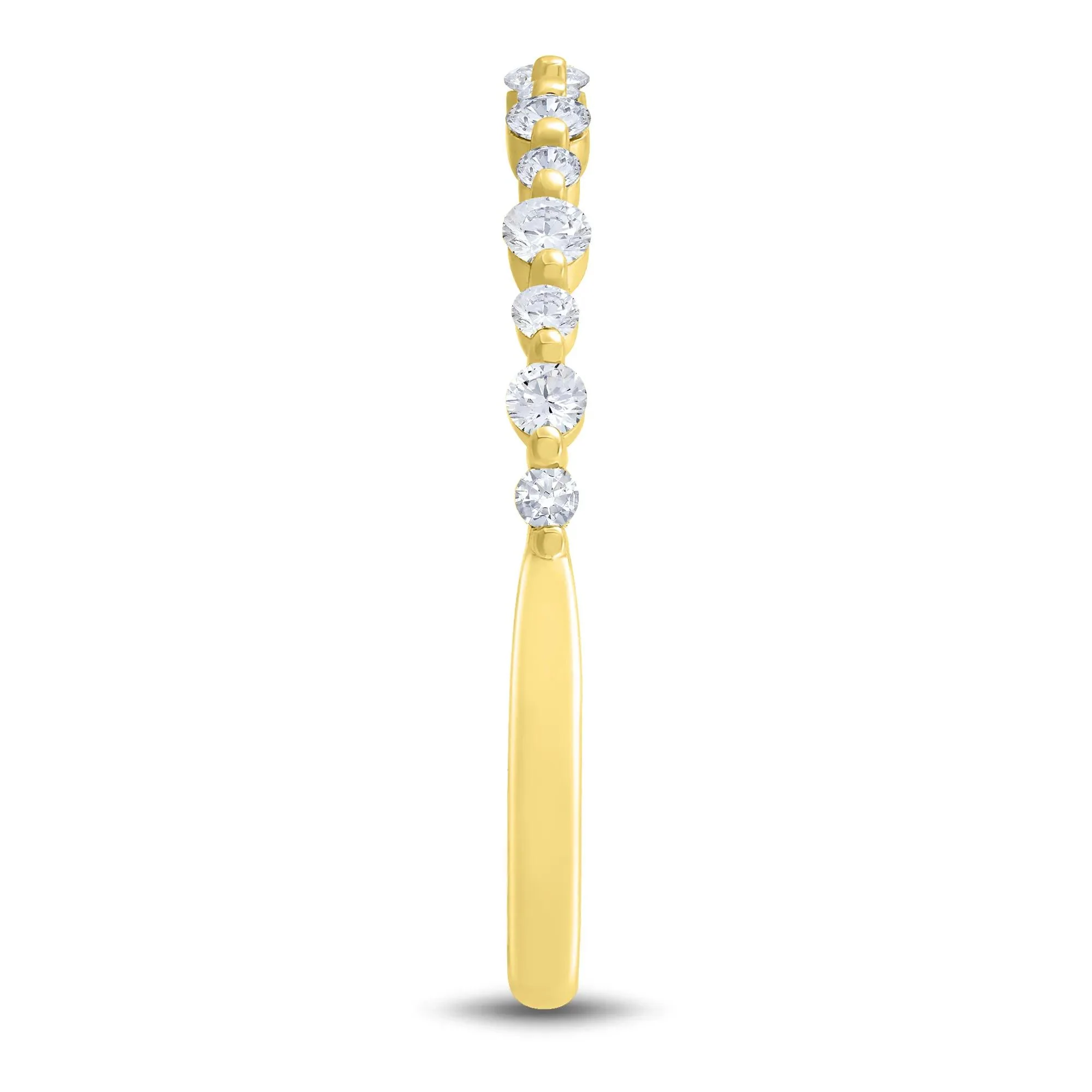 1/4 CT. Tw. Diamond Shared-Prong Band Ring 10K Yellow Gold Round Brilliant Cut Size 8.5 1mm - Image 3