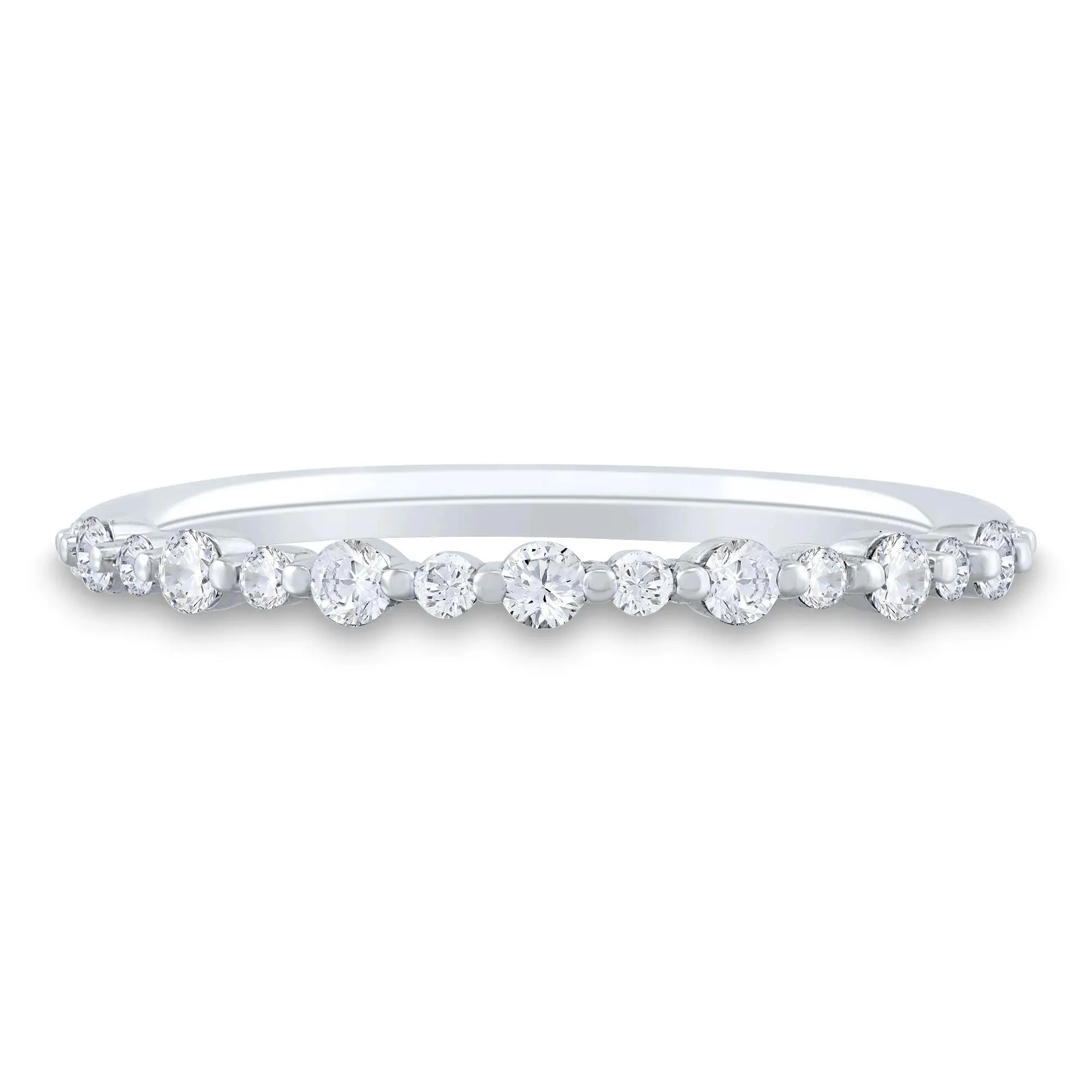 1/4 CT. Tw. Diamond Shared-Prong Band Ring 10K White Gold Round Brilliant Cut Size 7.5 1mm
