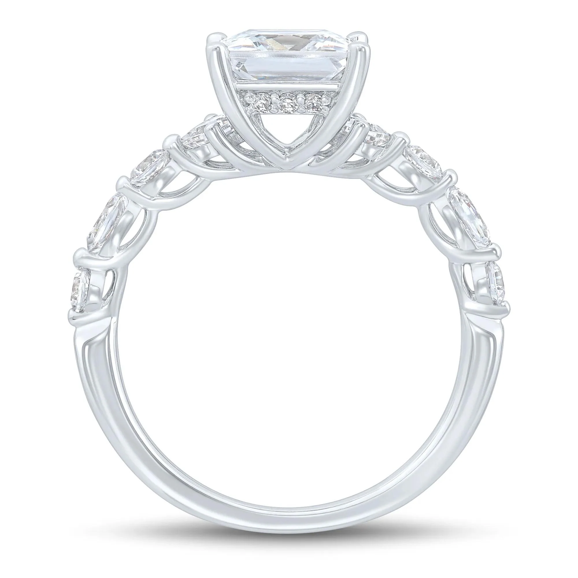 2 3/4 CT. Tw. Princess-Cut Lab Grown Diamond Engagement Ring 14K White Gold Round Brilliant Cut Size 8.5 1mm - Image 2