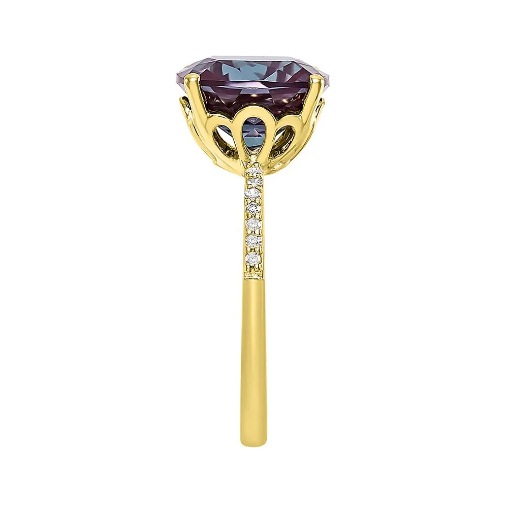 Cushion-Cut Lab Created Alexandrite Ring 10K Yellow Gold Size 7.5 - Image 3