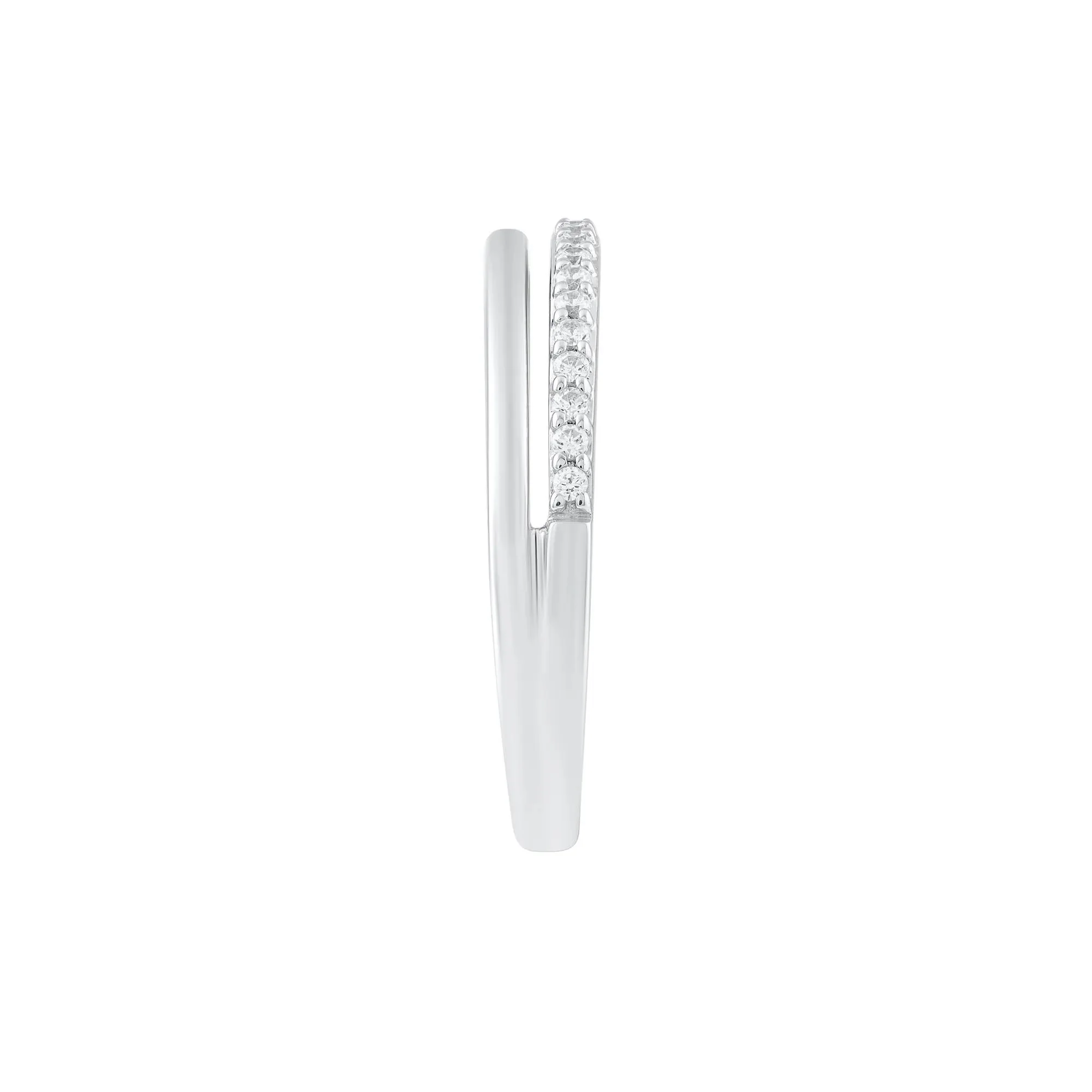 1/8 CT. Tw. Diamond Double-Row Band Ring 10K White Gold Round Brilliant Cut Size 6.5 - Image 3