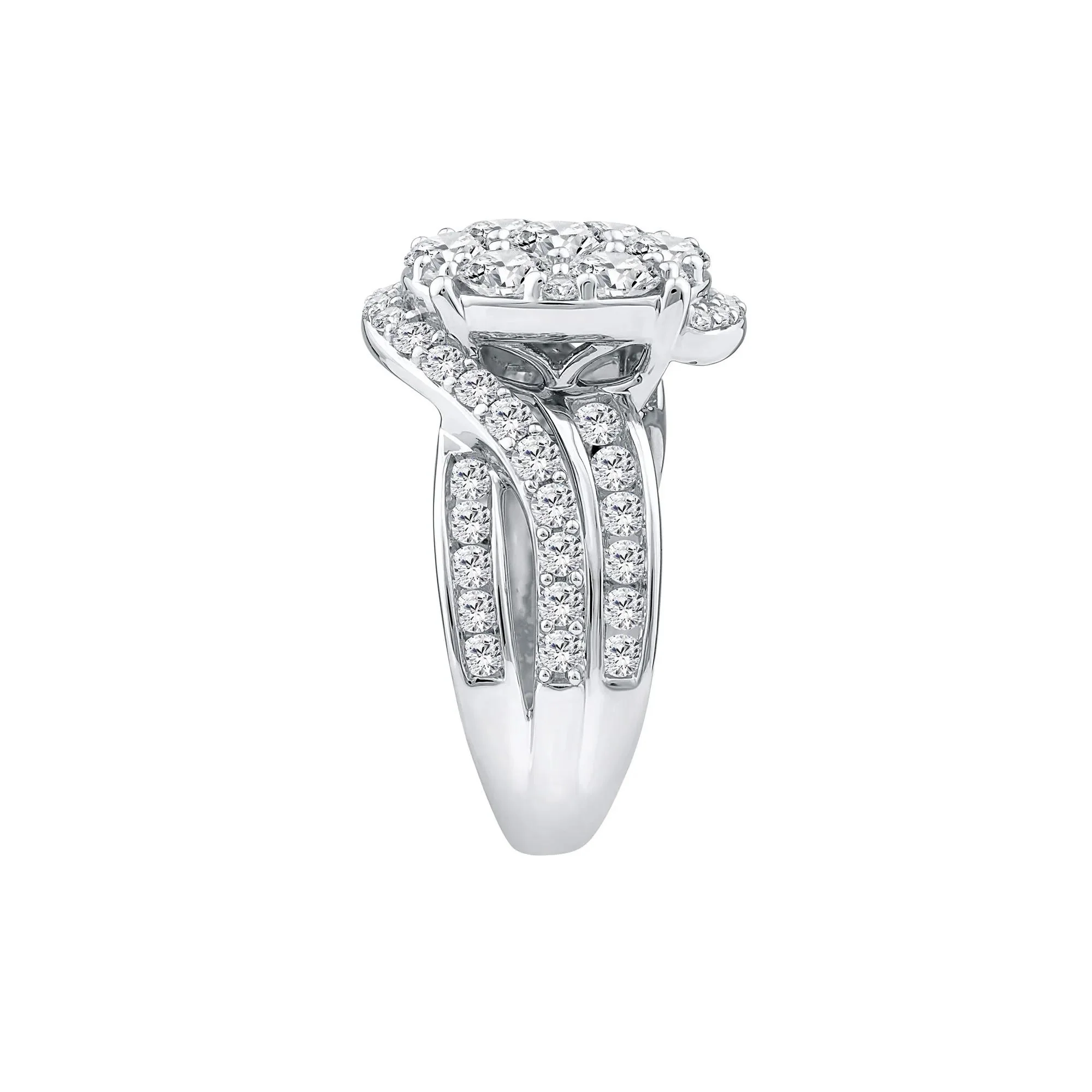 4 CT. Tw. Lab Grown Diamond Multi-Stone Engagement Ring 10K White Gold Size 6 - Image 3