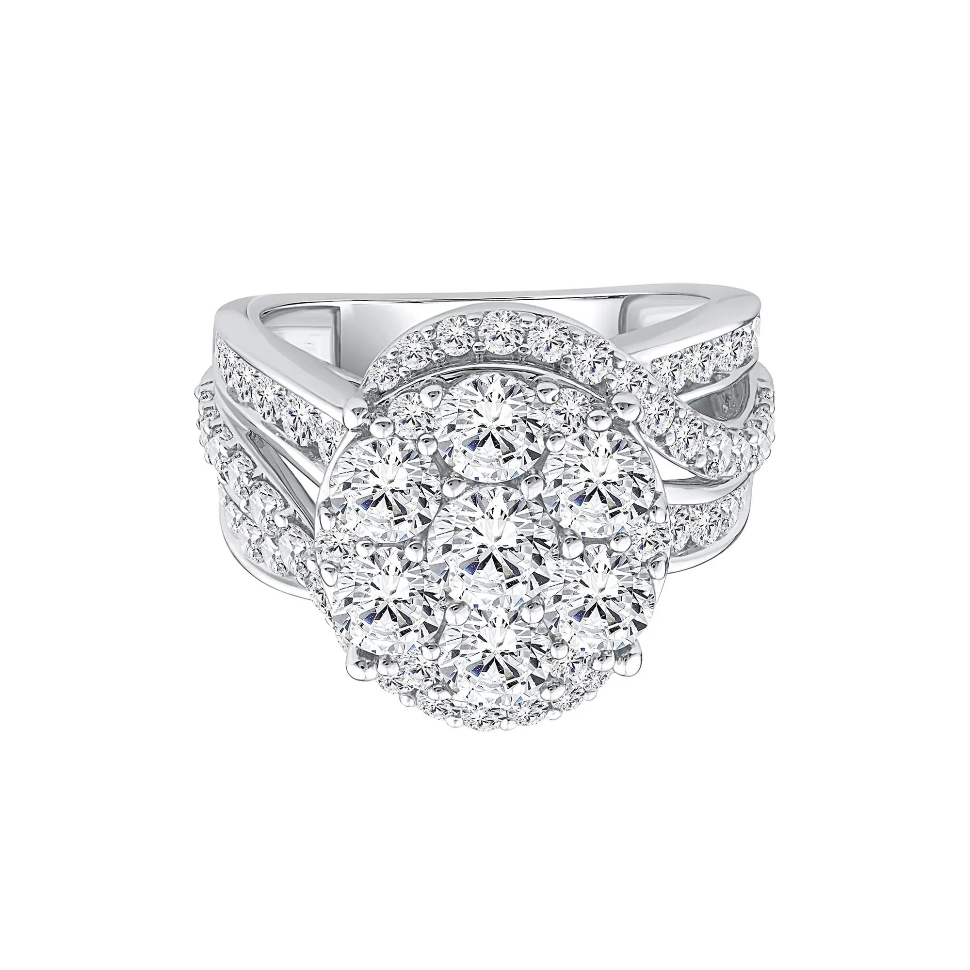 4 CT. Tw. Lab Grown Diamond Multi-Stone Engagement Ring 10K White Gold Size 7