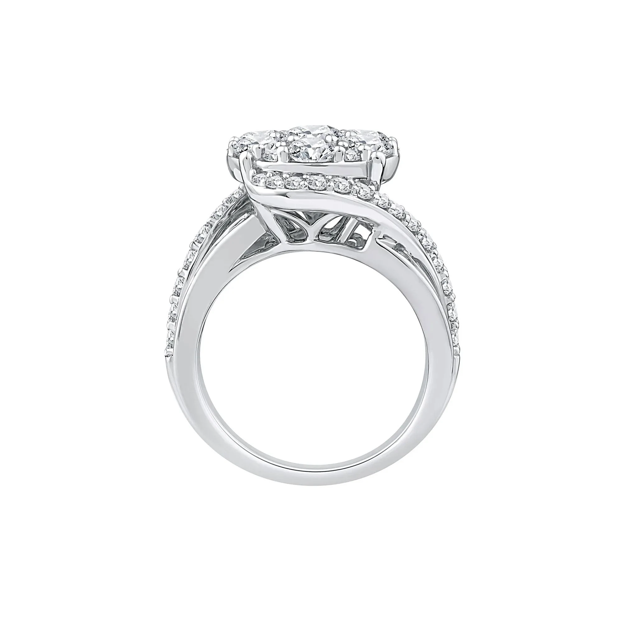 4 CT. Tw. Lab Grown Diamond Multi-Stone Engagement Ring 10K White Gold Size 9 - Image 2