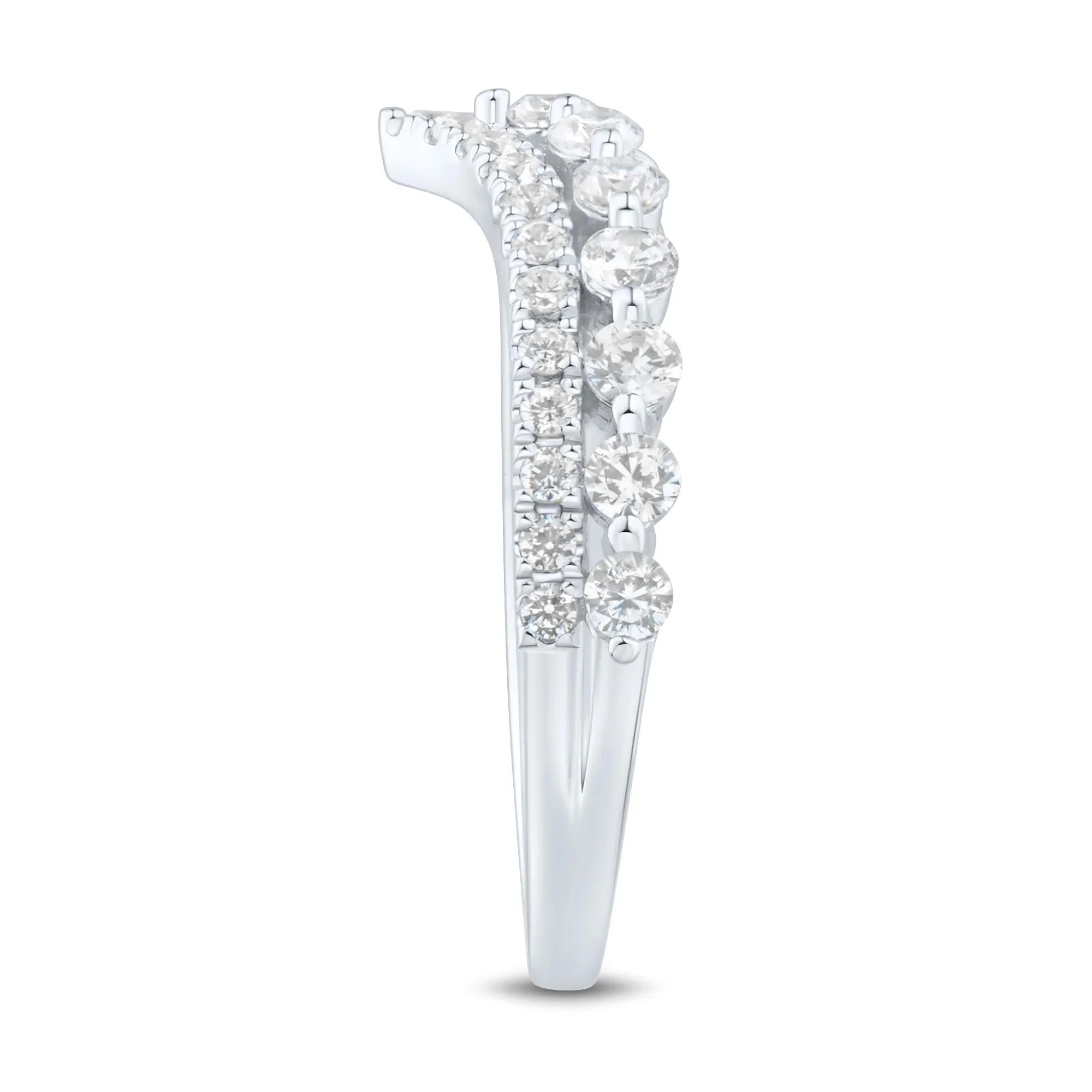 3/4 CT. Tw. Lab Grown Diamond Chevron Band Ring 14K White Gold Round Brilliant Cut Size 7 1mm - Image 3