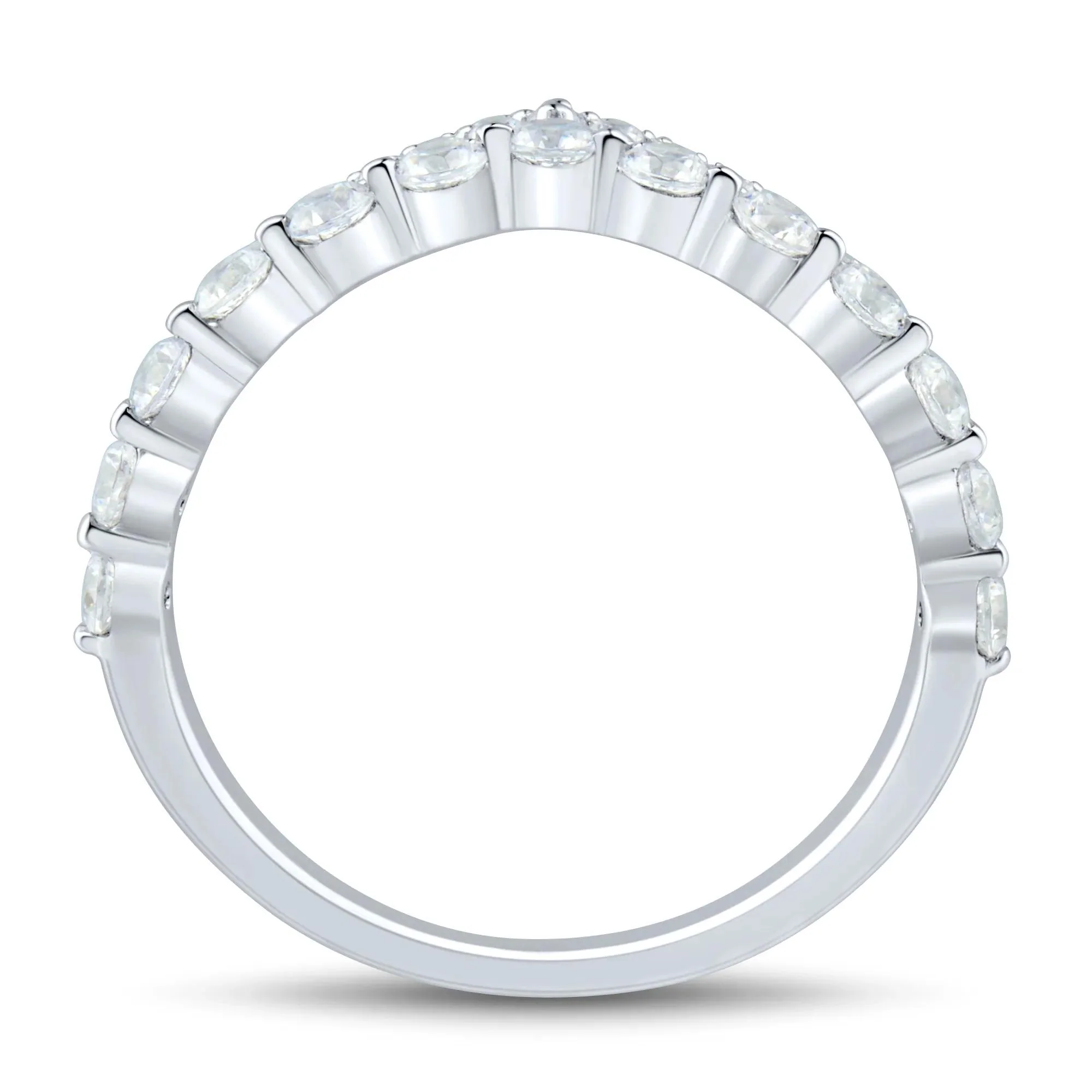3/4 CT. Tw. Lab Grown Diamond Chevron Band Ring 14K White Gold Round Brilliant Cut Size 7.5 1mm - Image 2