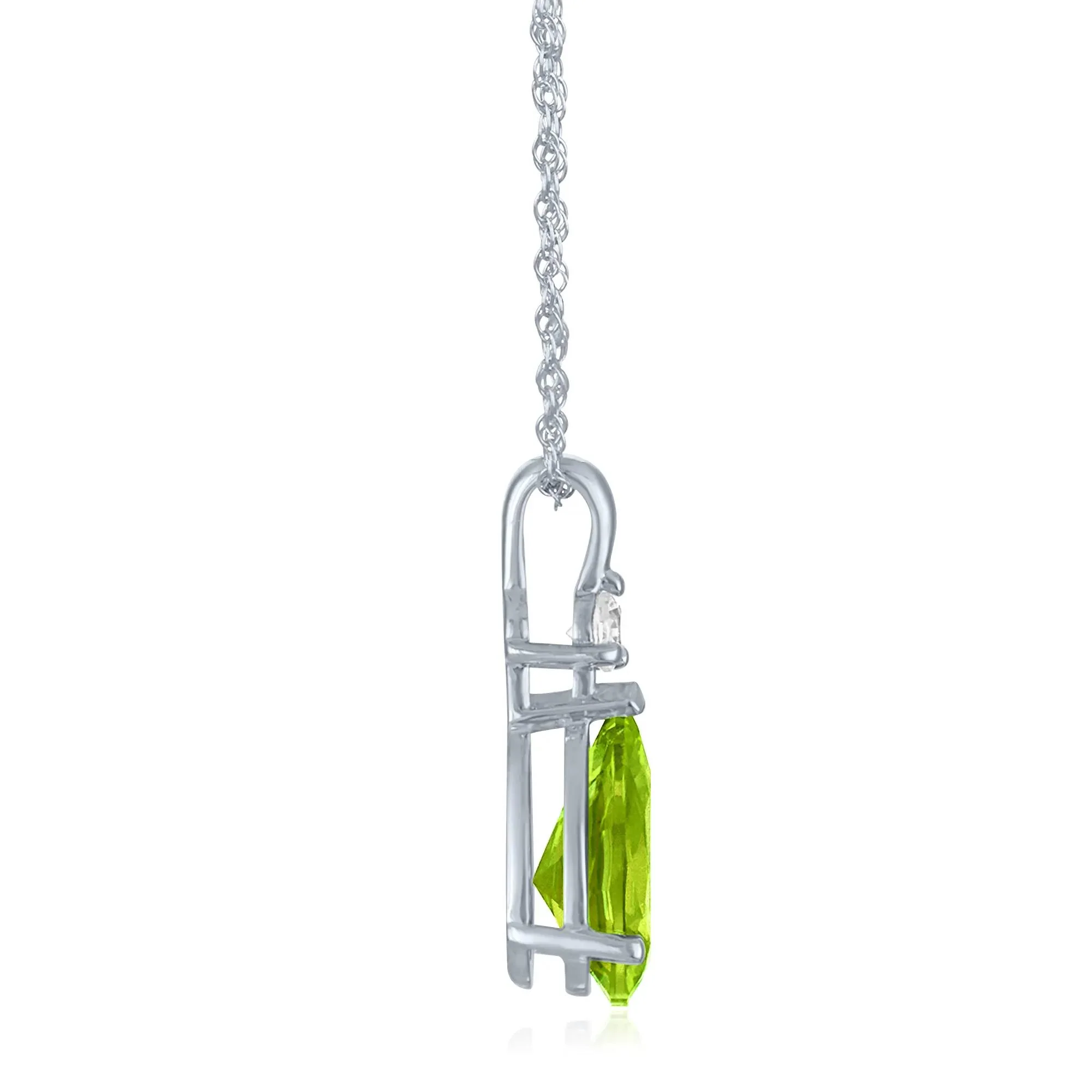 Peridot and Lab-Created White Sapphire Pendant Necklace 10K White Gold Size 18" - Image 2